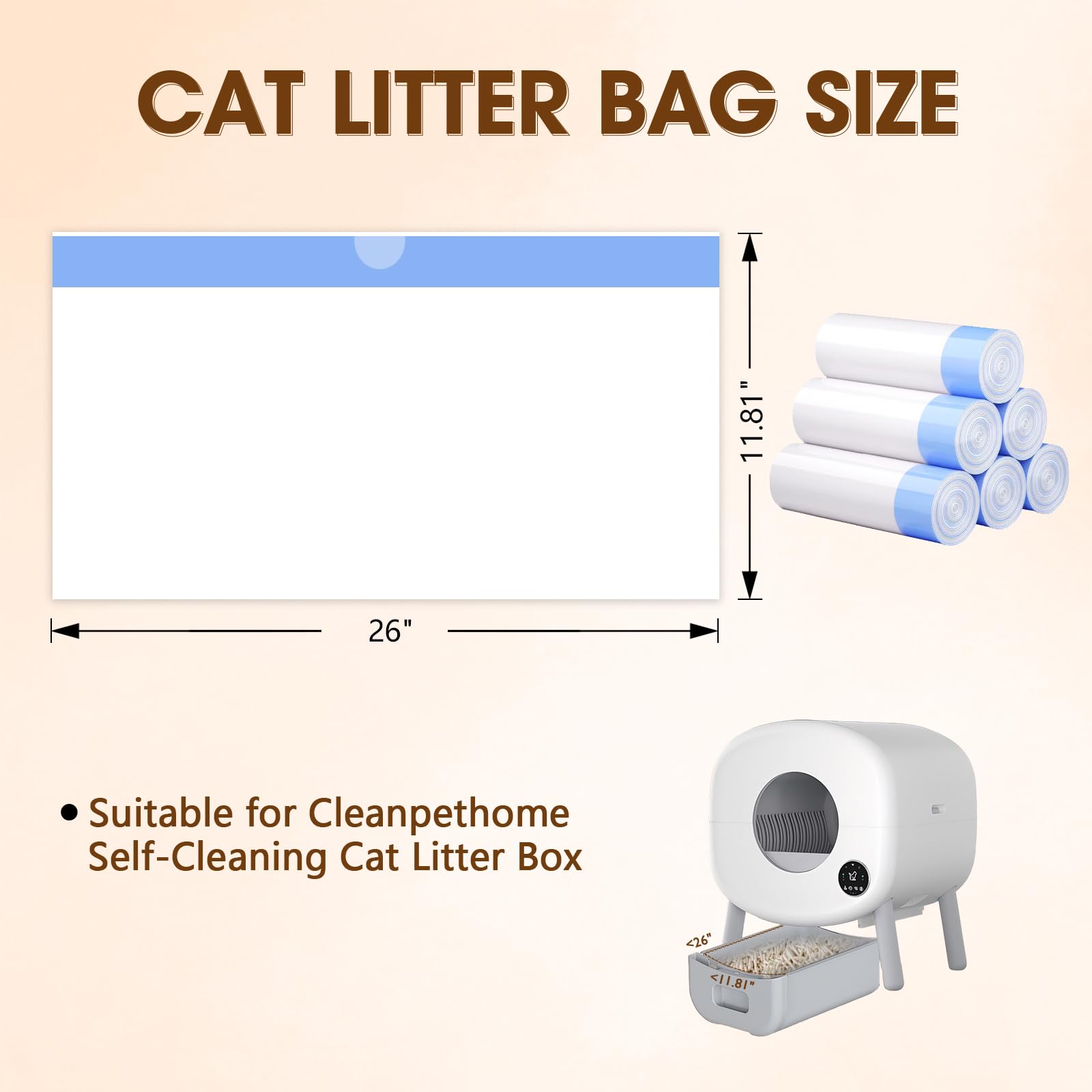 BCHARYA Cat Litter Box Liners, 120 Count, Extra Thick Plastic Bags, 3-4 Gallons, Blue, Model Bag-Zea