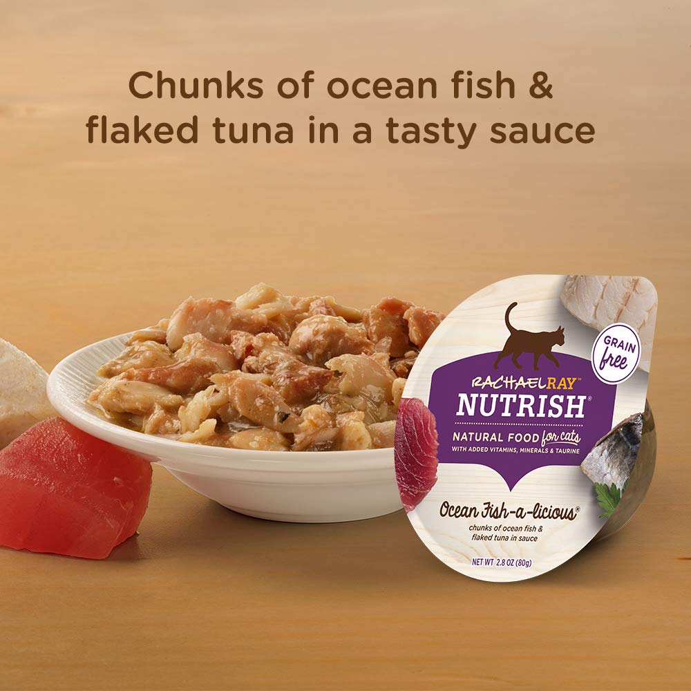 Rachael Ray Nutrish Wet Cat Food, Ocean Fish-A-Licious, 2.8 oz Cup (Pack of 12), Grain Free, with Added Vitamins & Minerals