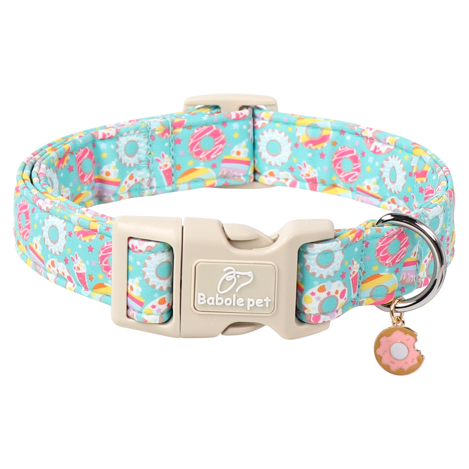 Babole Pet Adjustable Summer Dog Collar, Cute Mint Dessert Dog Collars For Large Dogs, Lightweight Quick-Release Buckle Collar F