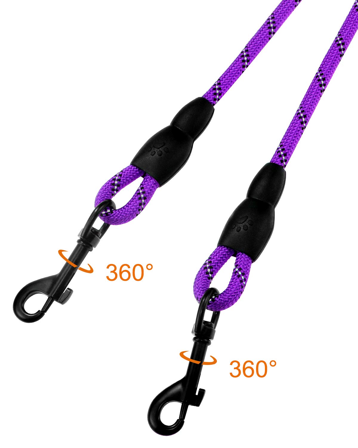 Taglory Double Dog Leash | Reflective Rope | No Tangle | Double Leash For Two Dogs | Puppy Small Medium Breeds | Purple