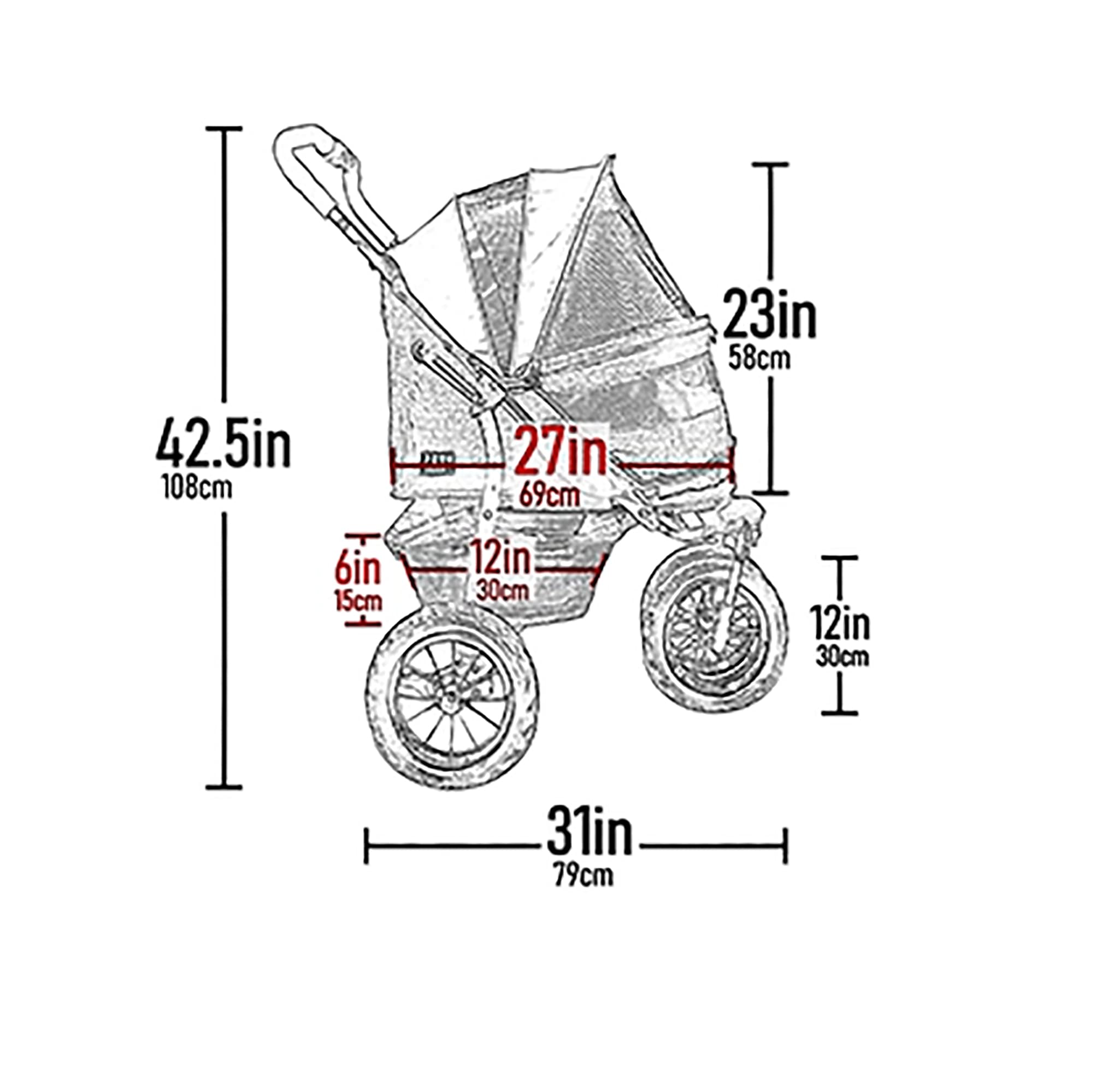 PET GEAR NO-Zip Double Pet Stroller for Dogs/Cats, Zipperless Entry, Large Gel-Filled Tires, Red Plum, Model 8700NZRP
