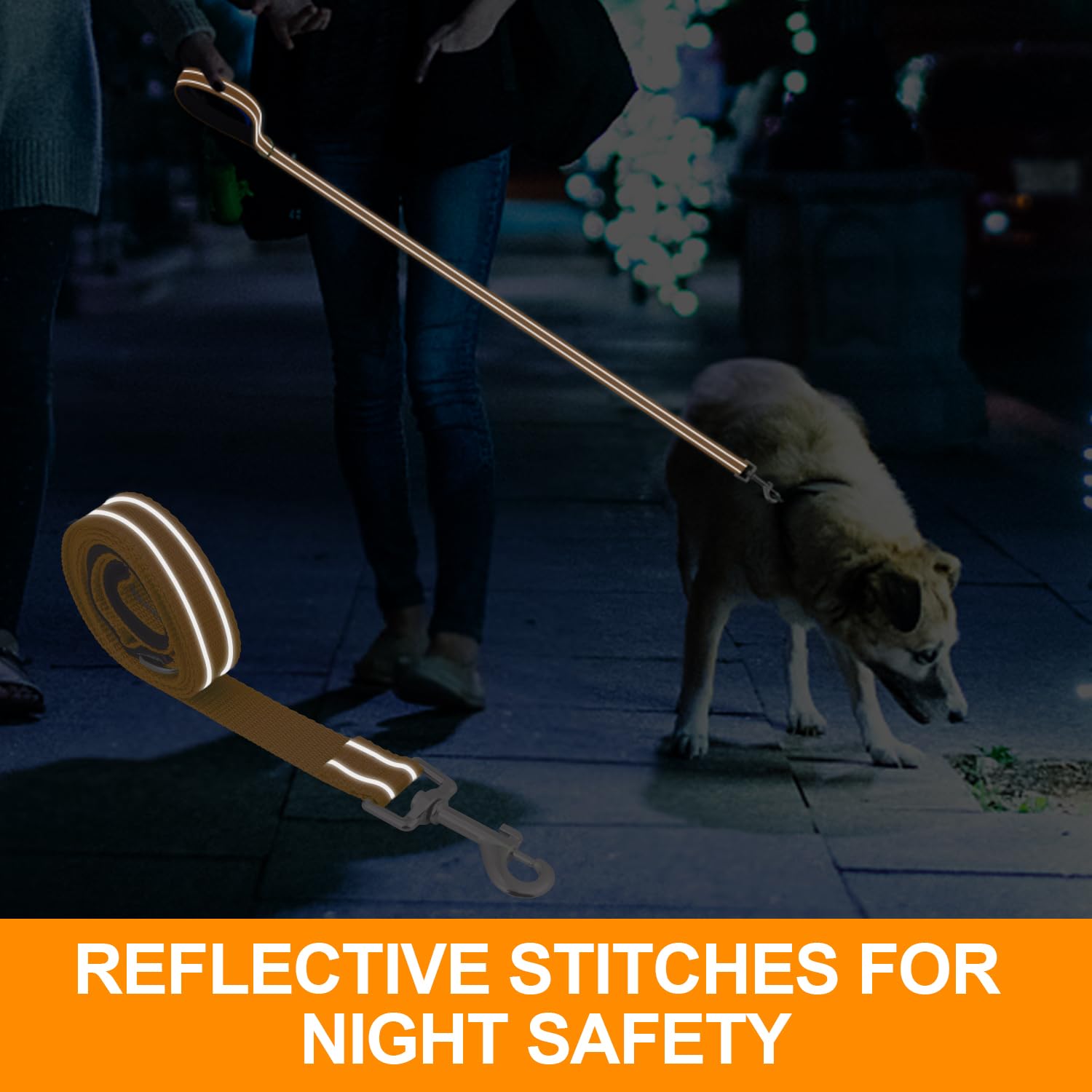 Usunyvora Reflective Nylon Dog Leash For Walking,Strong Dog Leash With Padded Handle For Small And Medium Dogs,5 Ft,Orange