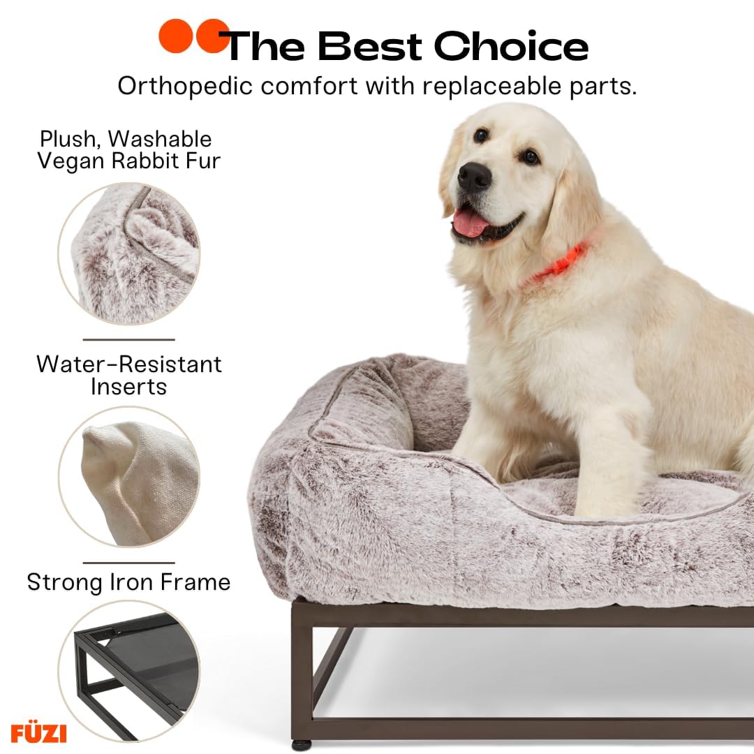 Fuzi Elevated Dog Bed Large With Extra Cover, Luxury Raised Dog Beds, Removable And Machine Washable Bed Cover, Indoor/Outdoor O