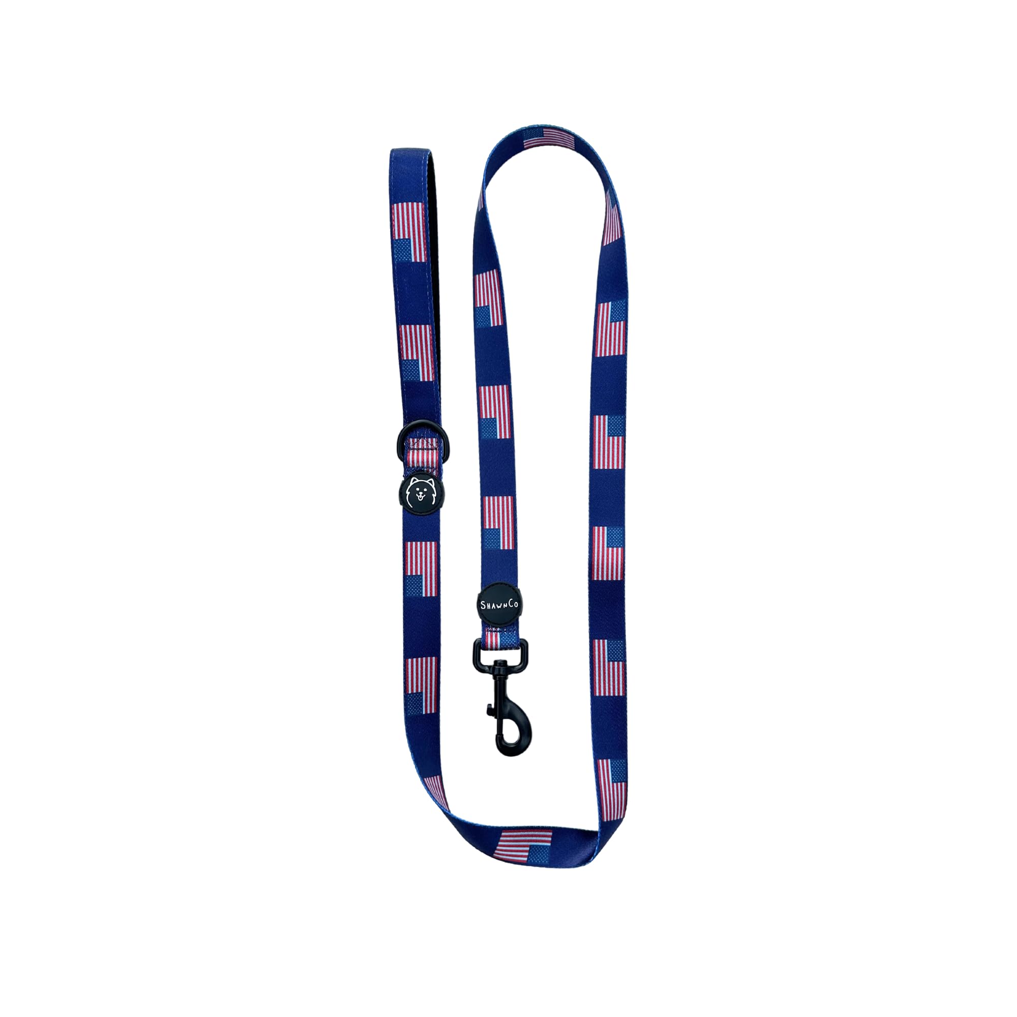 Shawnco Dream Walk Dog Leash- Premium, Nylon Pet Leash With Soft Neoprene Handle For Small, Medium And Large Dogs (Usa Flag, Med