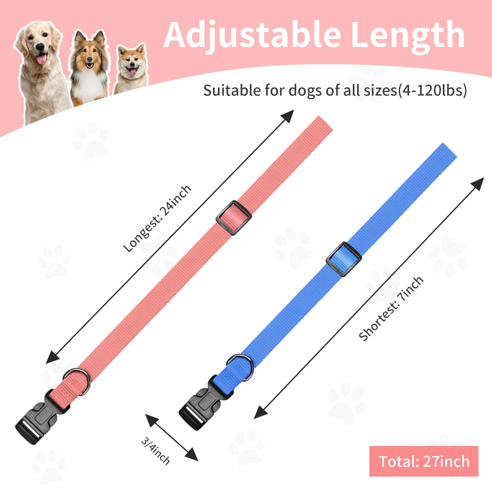 Modern Stylish Ecollar Replacement Strap, Nylon 3/4'' Replacement Collar For Shock Collar With Quick Release Buckle, Soft Adjust