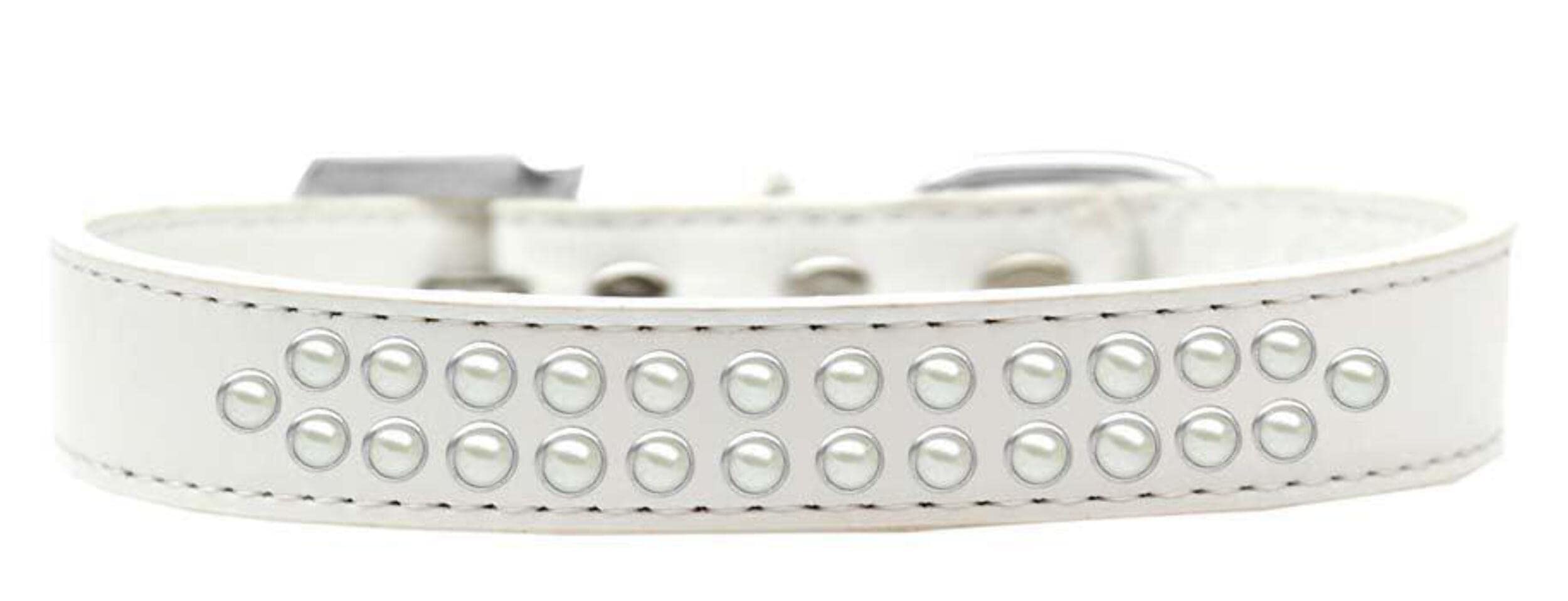 Mirage Pet Products Two Row Pearl Aqua Dog Collar, Size 14