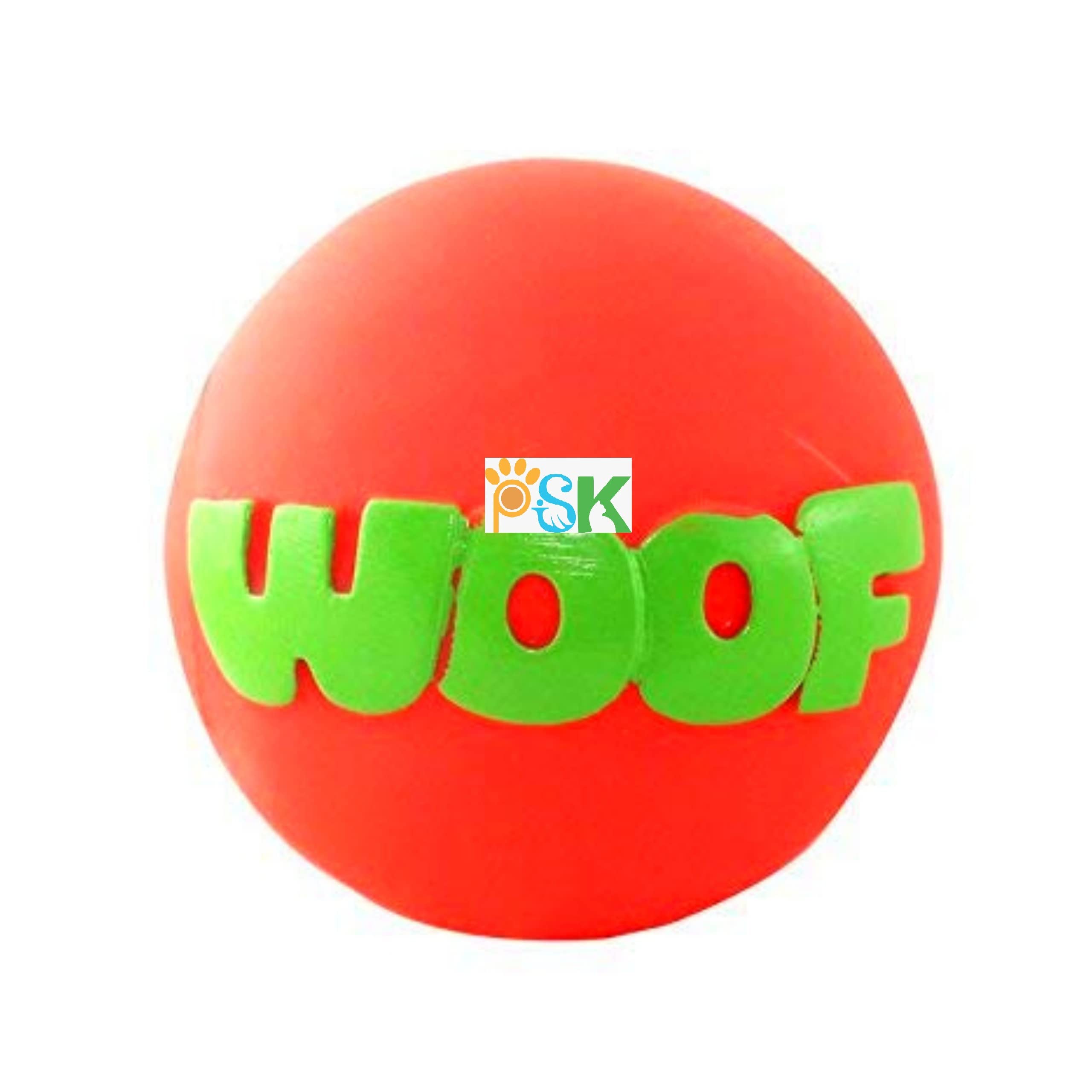 Psk Pet Mart Colorful Squeaky Rubber Non Toxic Sound & Chew Squeaky Vinyl | Woof Dog Ball | Squeaky Dog Toy For Small, Medium Do