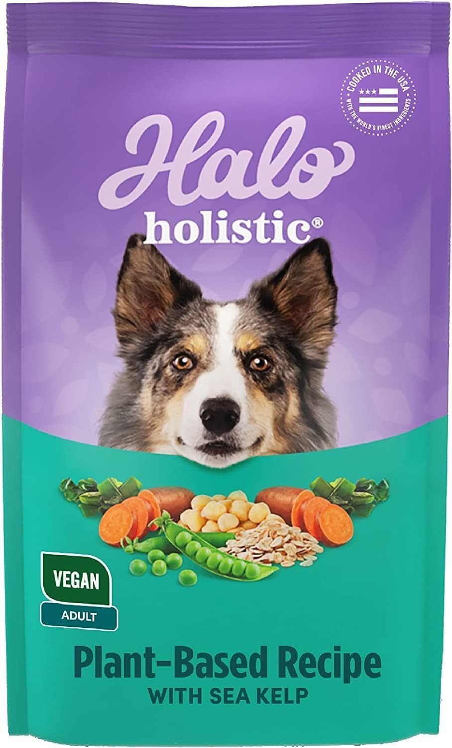 Halo Holistic Vegan Dog Food, Plant-Based Recipe with Kelp, Dry Dog Food, Complete Digestive Health, Kibble for Adult Dogs, 10 l