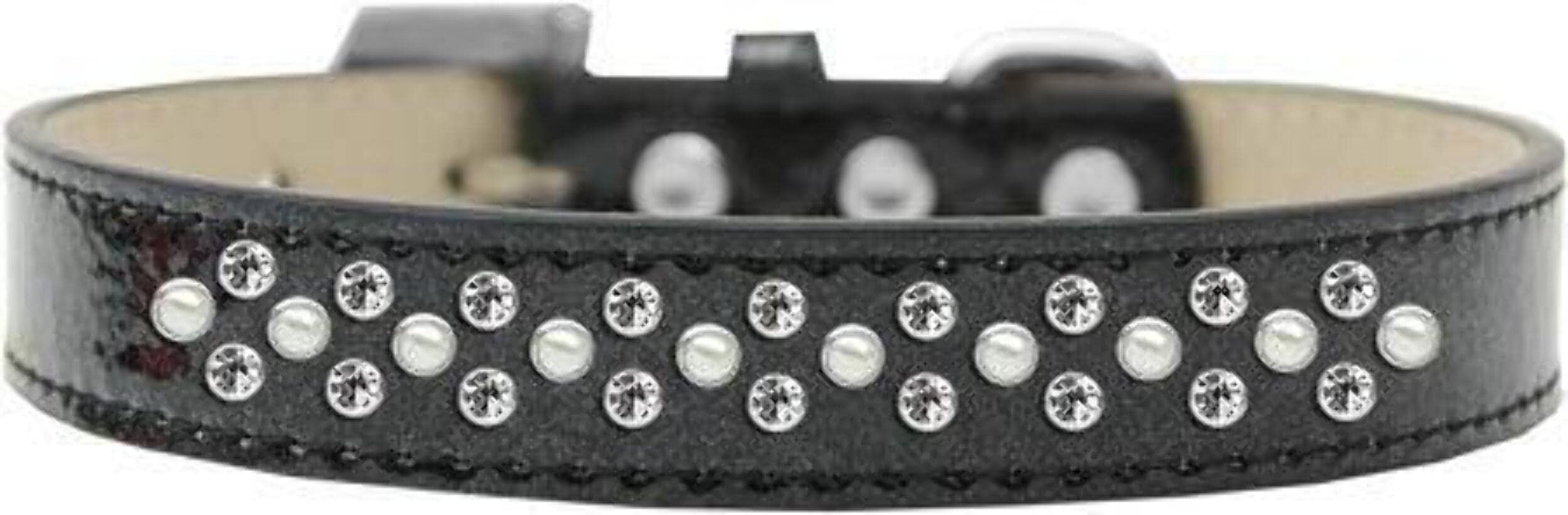 Mirage Pet Products Sprinkles Ice Cream Dog Collar with Pearl and Clear Crystals, Size 18, Black