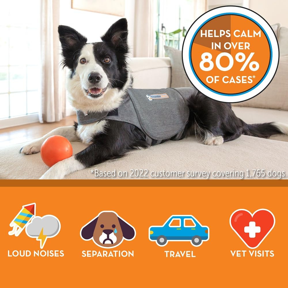 Thundershirt For Dogs, Medium, Heather Gray Classic - Dog Anxiety Relief Calming Vest