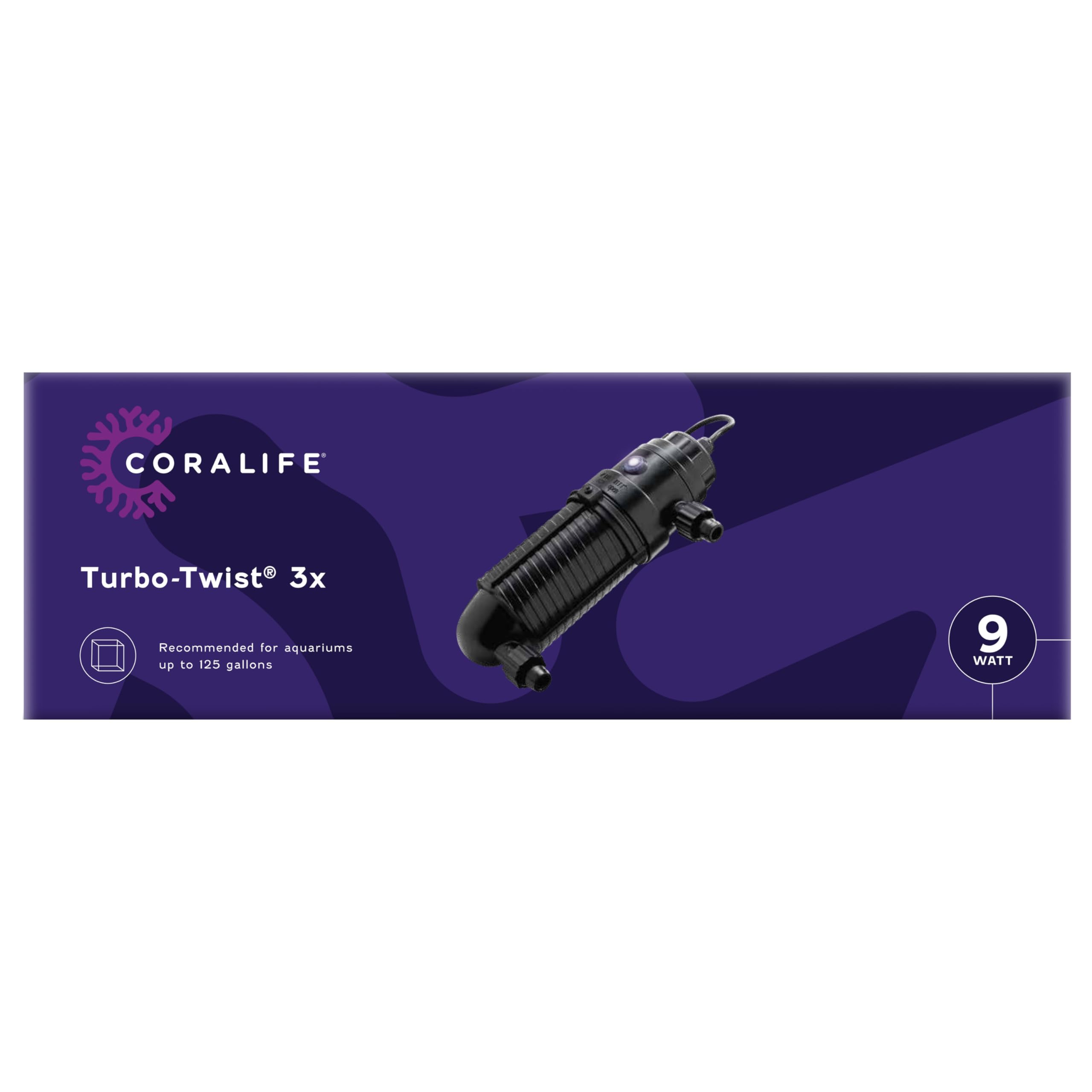 Coralife Aquarium Fish Tank Marine Salt Water Turbo-Twist UV Sterilizer 3X, For up to 125 Gallons