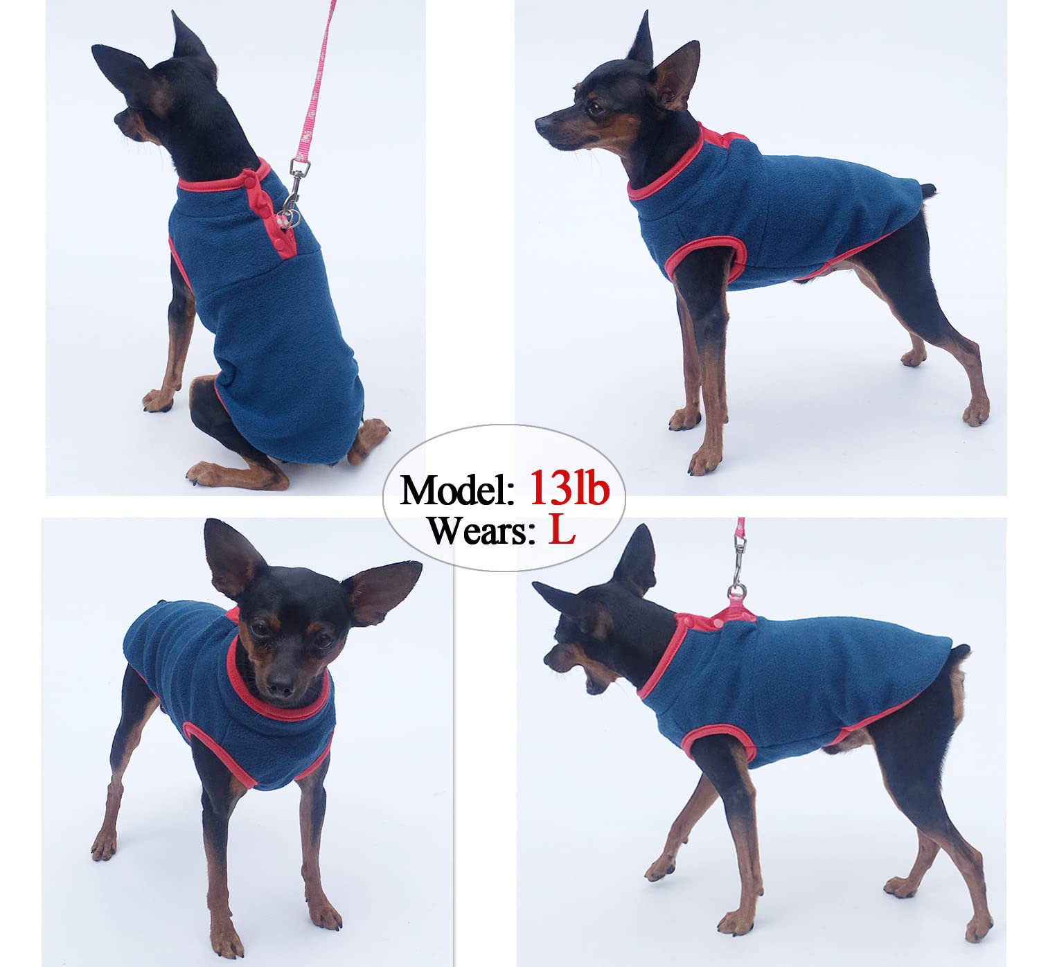2 Pack Dog Fleece Vest Sweater, Warm Pullover Fleece Puppy Jacket, Autumn Winter Cold Weather Coat Clothes, Pet Stretch Fleece Apparel With Buttons For Small Medium Dogs Cats (Red+Blue, Small)