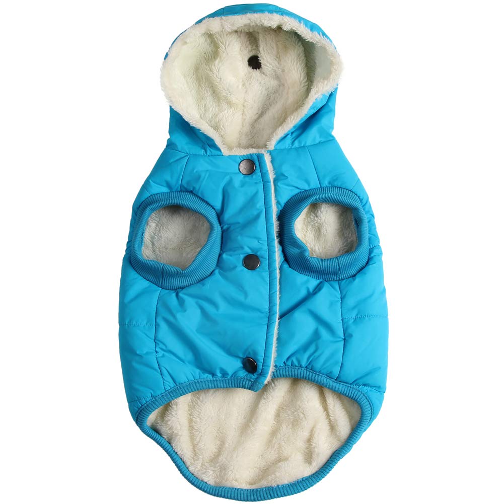 Vecomfy Fleece Lining Extra Warm Dog Hoodie In Winter For Large Dogs Jacket Pet Coats With Hooded,Light Blue Xl