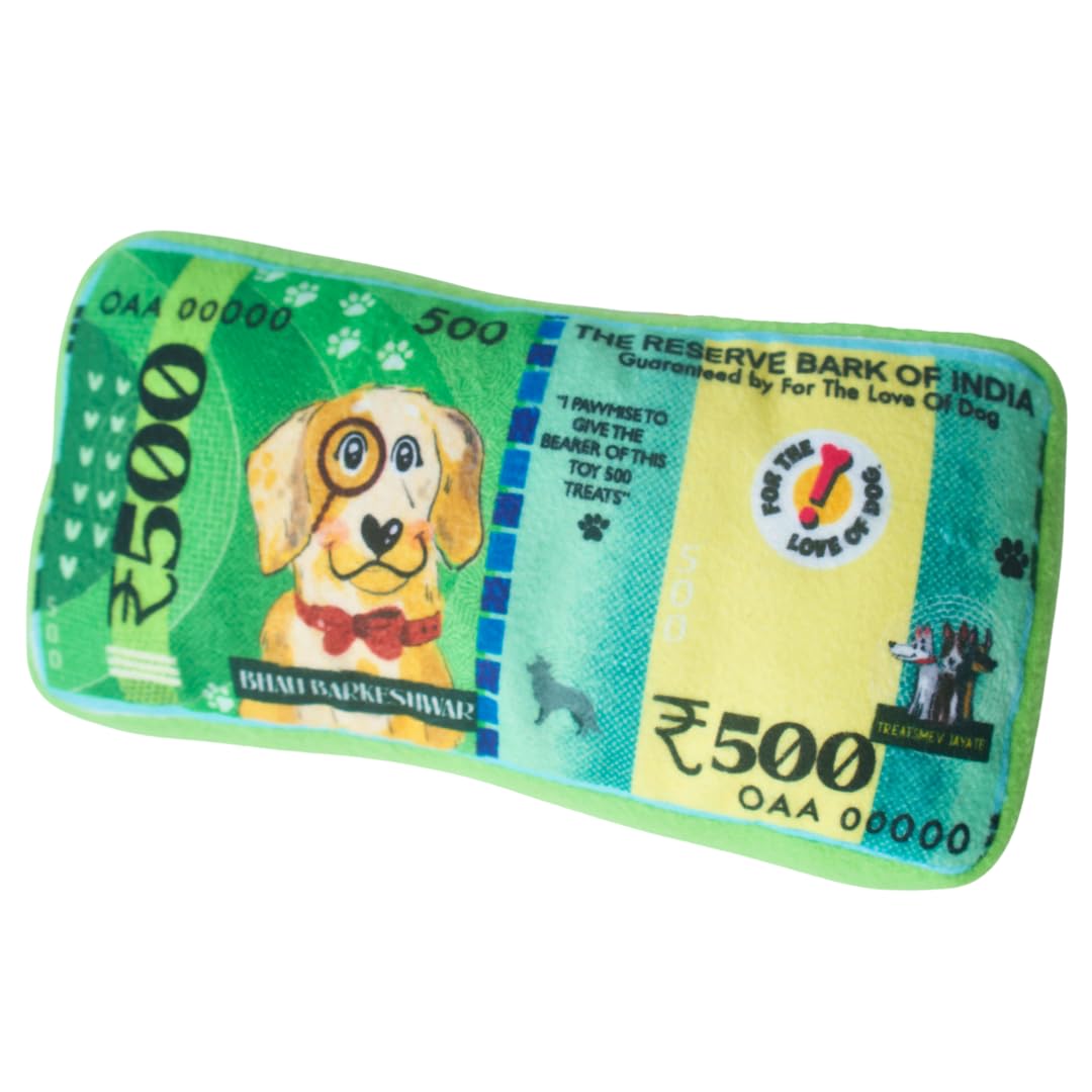 For The Love Of Dog Bark Bucks | Squeaky Plush Currency Note Design | Festive Gift For Pets