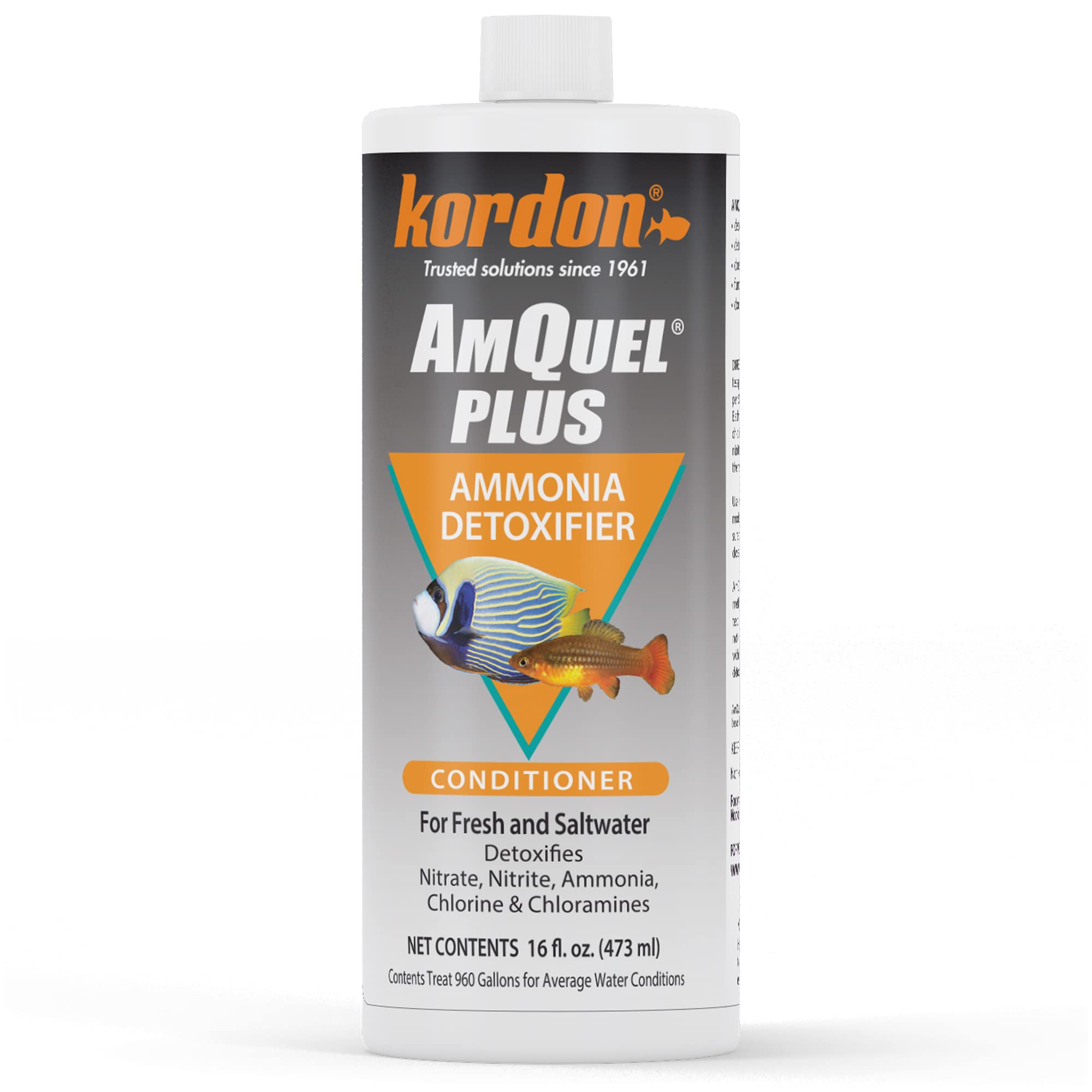 Kordon AmQuel Plus Aquarium Water Conditioner - Instantly Detoxifies Ammonia, Nitrite, Nitrate, and Chlorine Remover for Freshwa