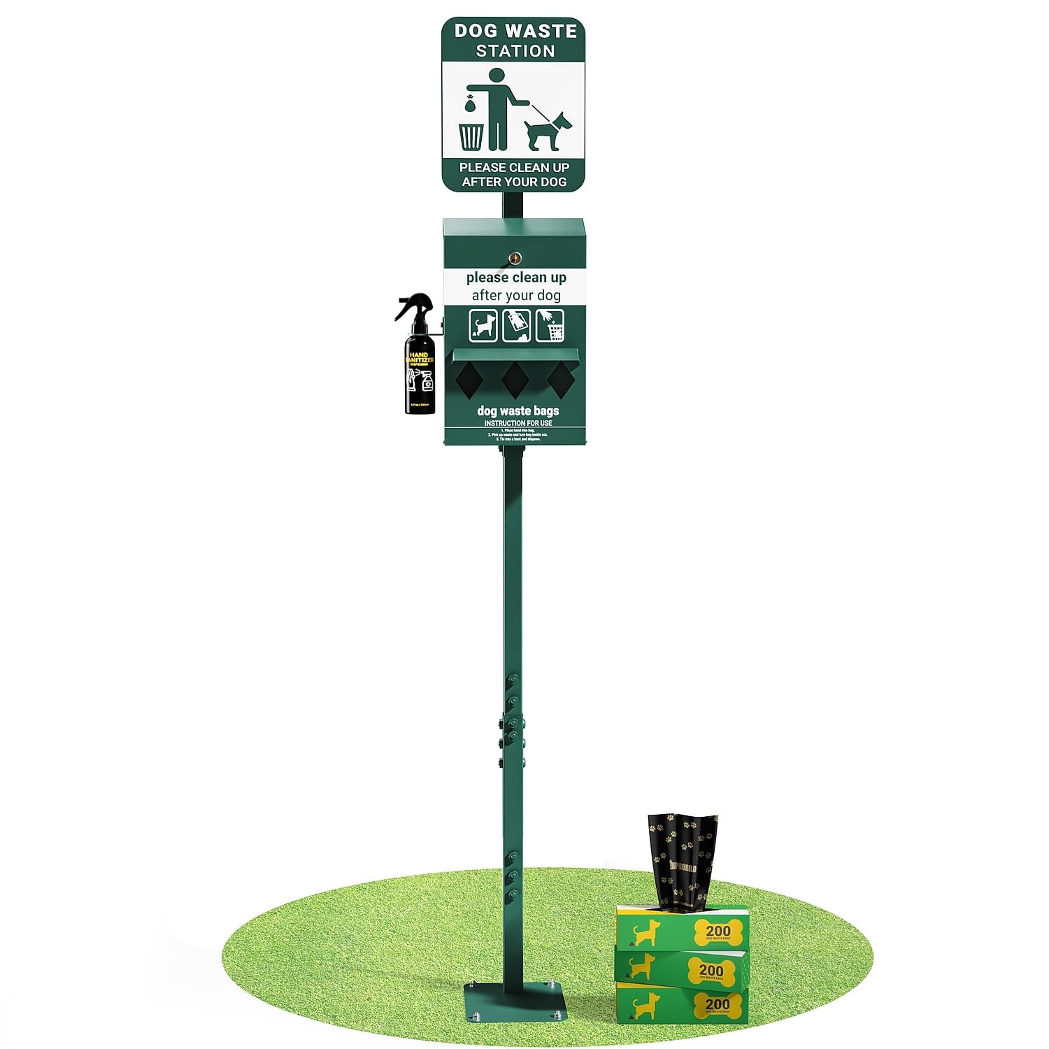 Mini Pet Waste Station with Hand Sanitizer Bottle