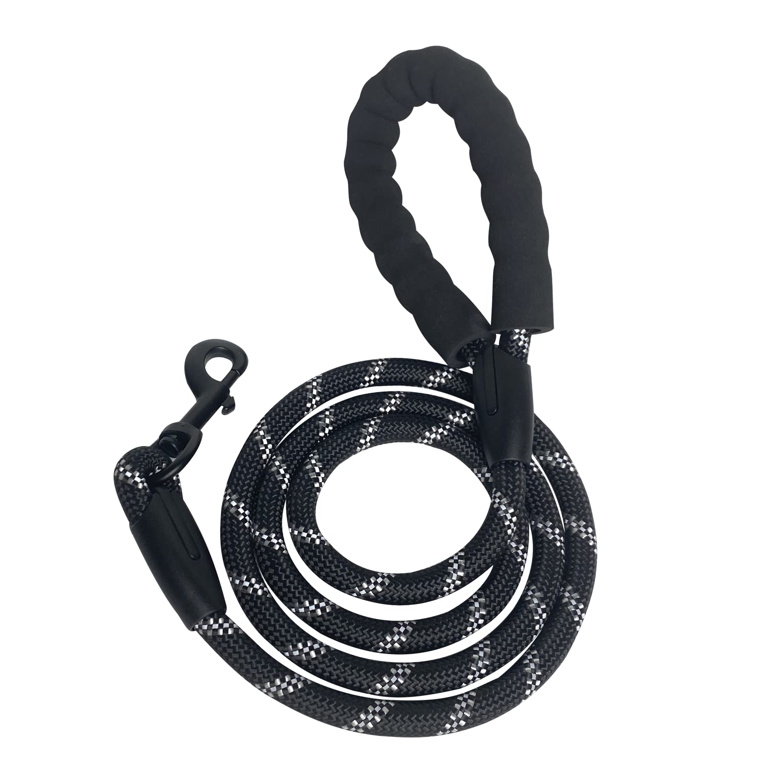 Beastron 5Ft Heavy Duty Dog Leash With Comfortable Padded Handle And Highly Reflective Threads For Medium And Large Dog’S, Black