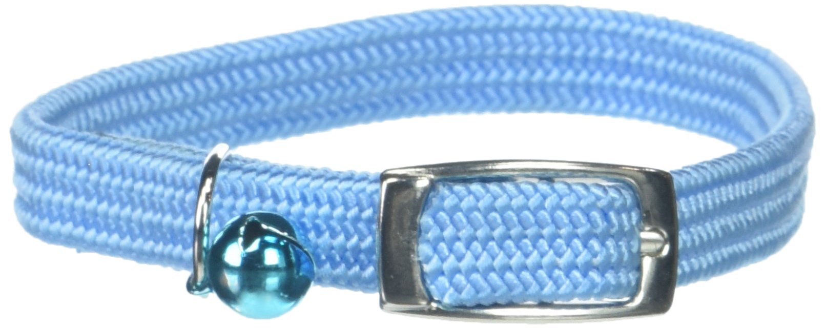 Omnipet Kool Kat Elastic Cat Safety Collar With Bell, Light Blue, 12''
