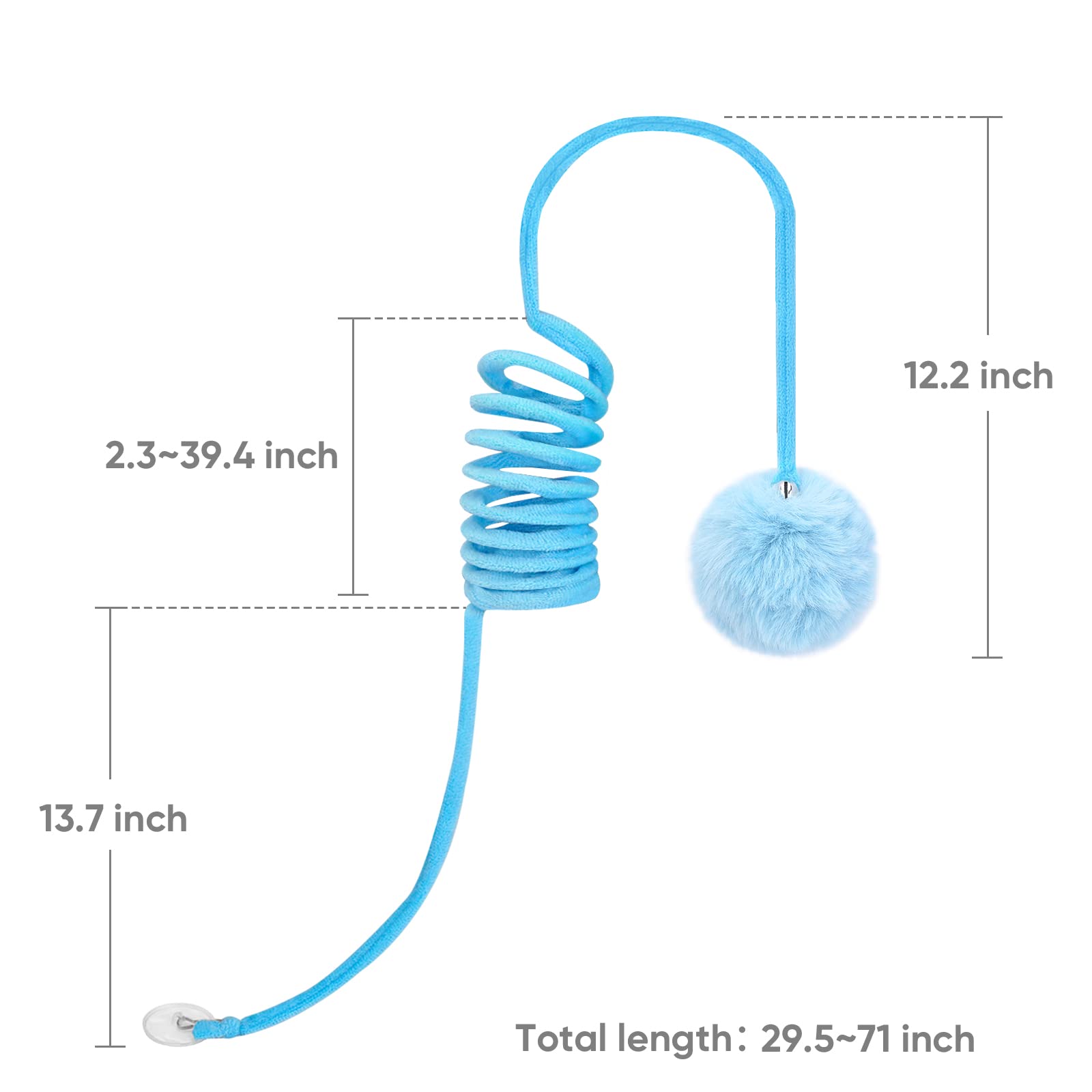 WONOWPA Cat Spring Toys - 3 Pack Soft Plush Interactive Toys with Bell for Indoor Cats and Kittens, Cotton Material