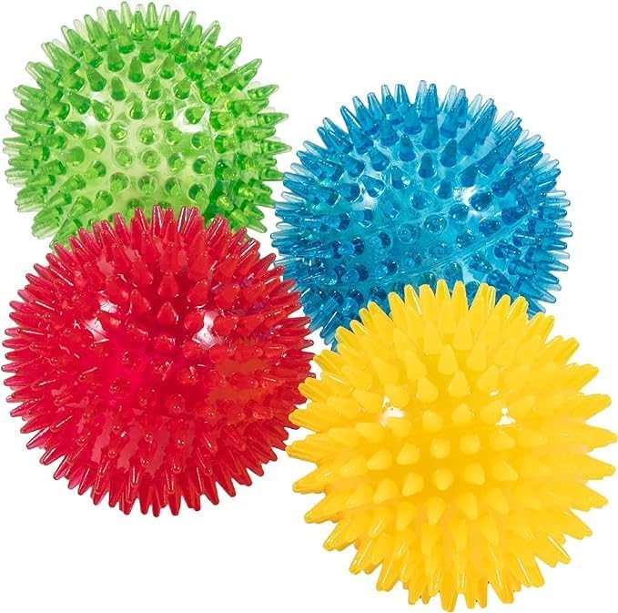 D&C Paws NonToxic Spikey Balls Squeaky Dog Toys | Cleans Teeth For Healthier Gums | BpaFree | Spikey Balls For Aggressive Dogs