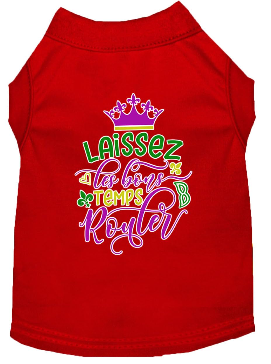 Mirage Pet Product Laissez Les Bons Temps Rouler Screen Print Mardi Gras Dog Shirt Red XL