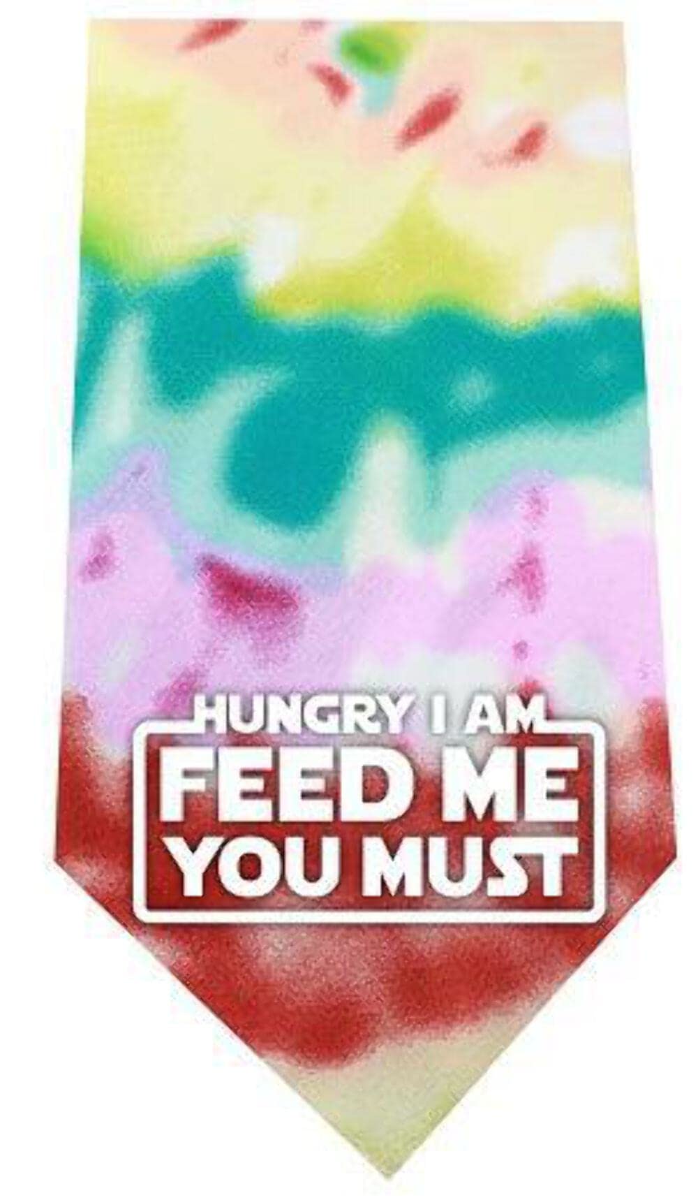 Pet and Dog Bandana Screen Printed, "Hungry I Am, Feed Me You Must" Light Pink Small