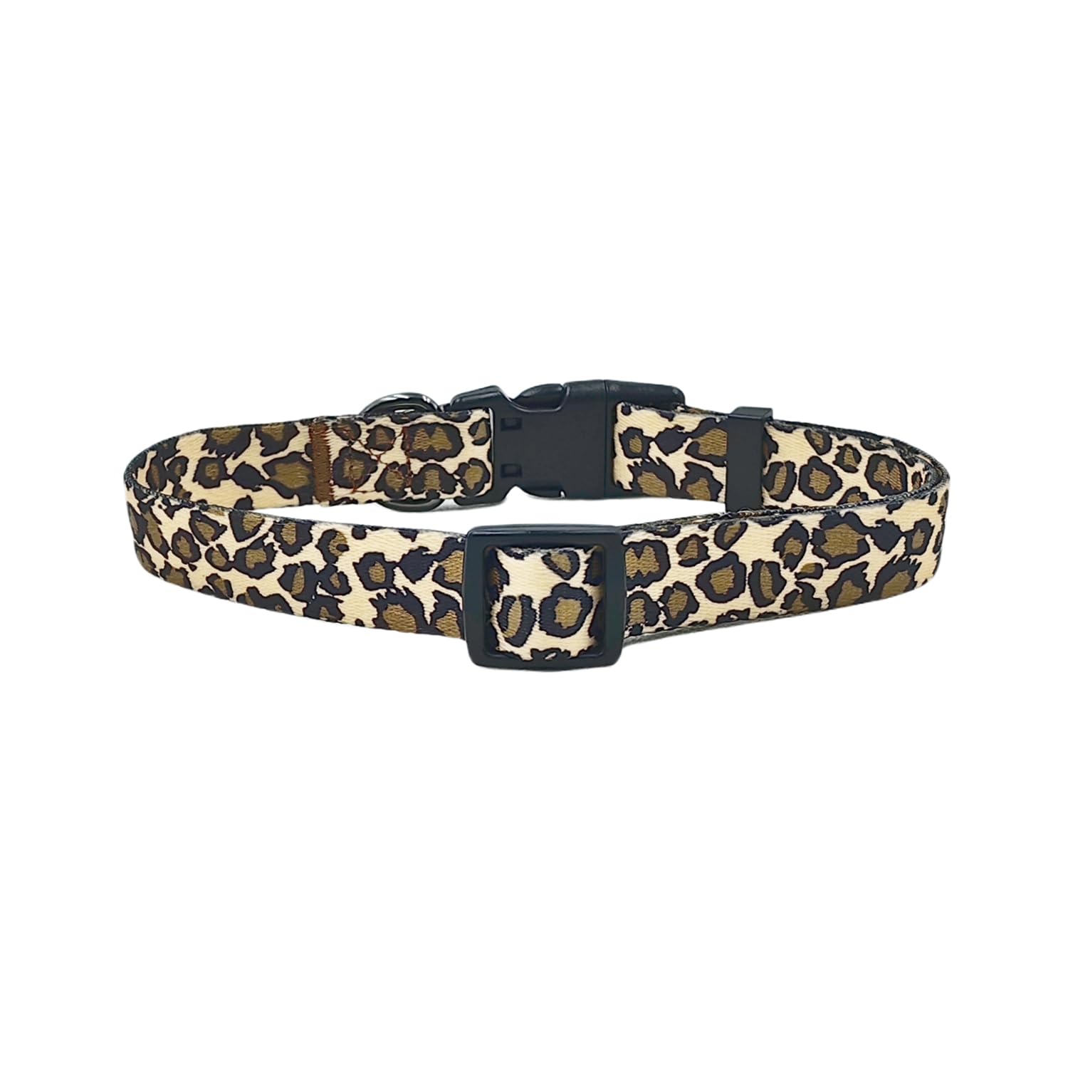 Olahibi Basic Dog Collar, Leopard Pattern, Soft And Durable Polyester Material, Adjustable Length, For Medium Dogs.(Medium, Brow