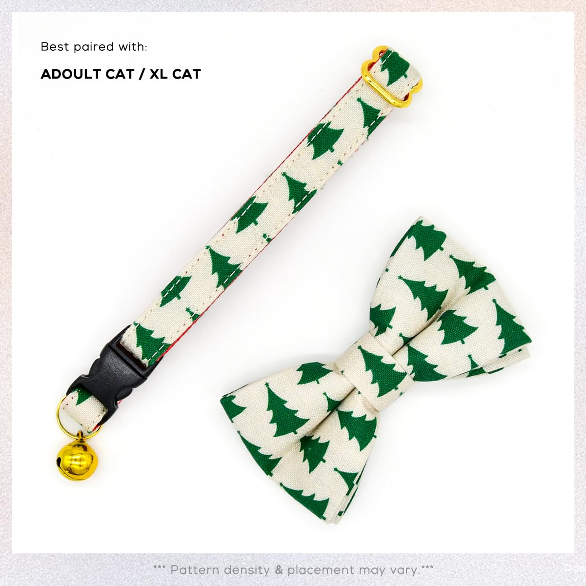 Pine Cat Collar Bow Set, Breakaway Safety Kitten Collar, Christmas Tree Bowtie For Cat