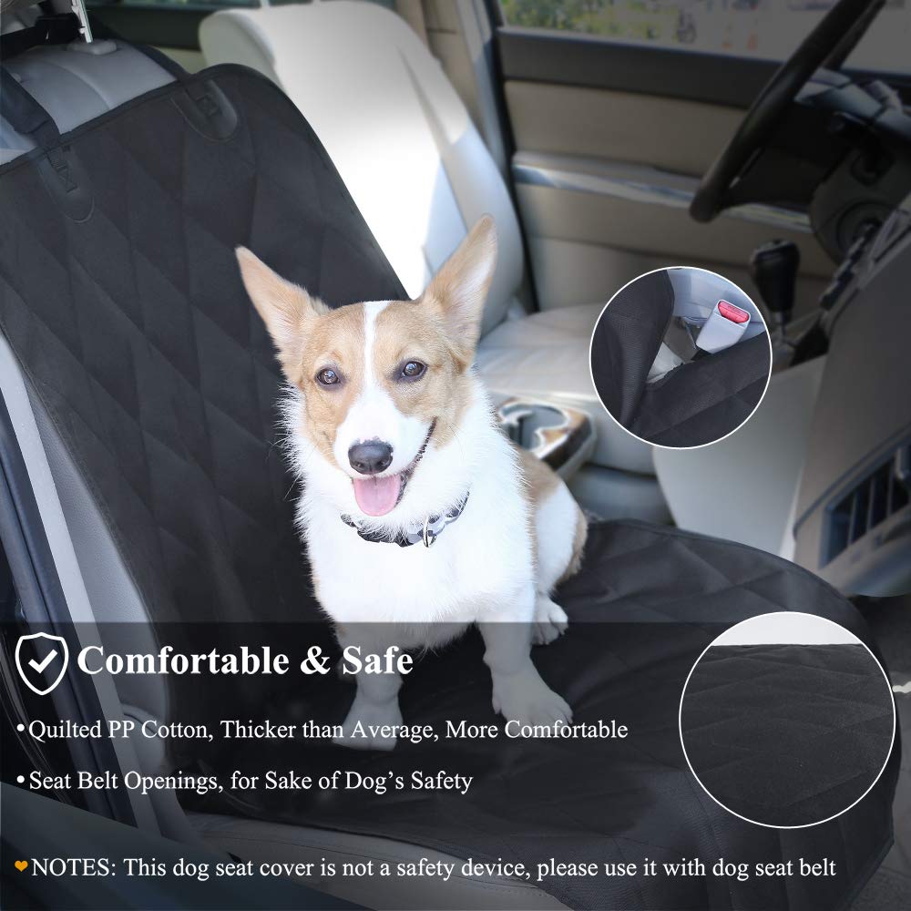 Vivaglory Front Dog Seat Covers, 1Pack No-Skirt Design 4 Layers Quilted & Durable 600D Oxford Car Seat Cover For Dogs With Anti-