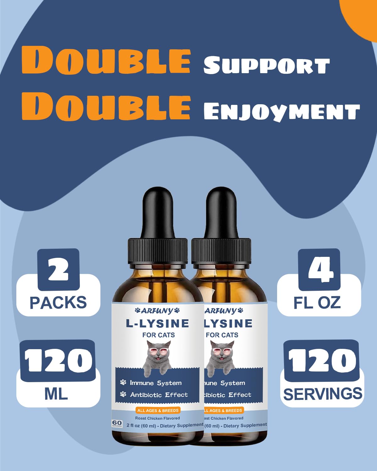 Lysine for Cats - 2 Packs Cat Lysine Drops - Sneezing Treatment, Nasal Relief - Feline Upper Respiratory Infection, Runny Nose,