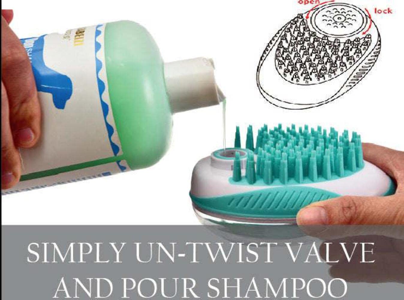 Pet Life 'Swasher' Green Shampoo Dispensing, All-in-One Pet Grooming Brush: Massage, Bath & De-Tangle for Dogs & Cats
