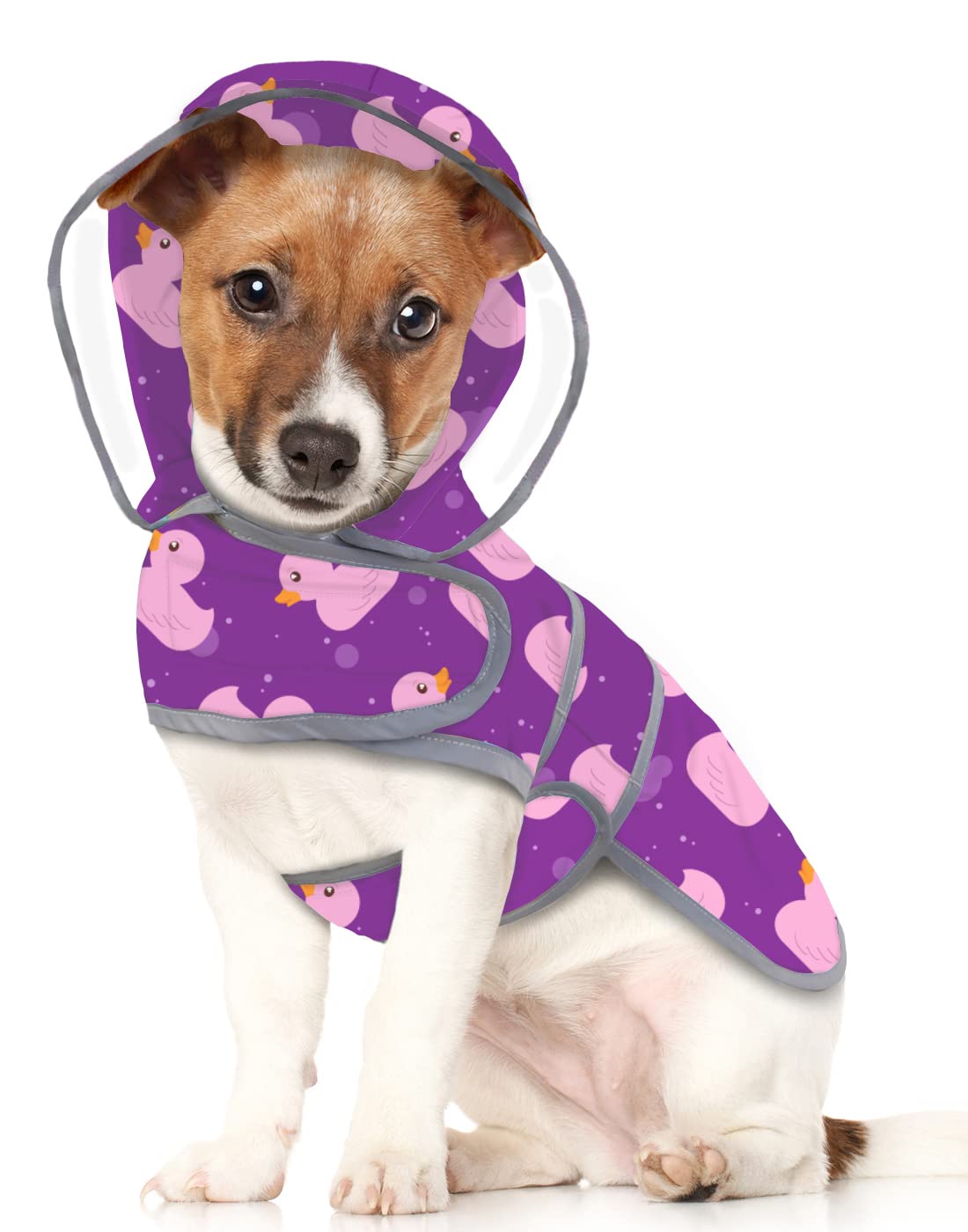 Hde Dog Raincoat With Clear Hood Rain Jacket Poncho For Small Medium Large Dogs Ducks Purple - S
