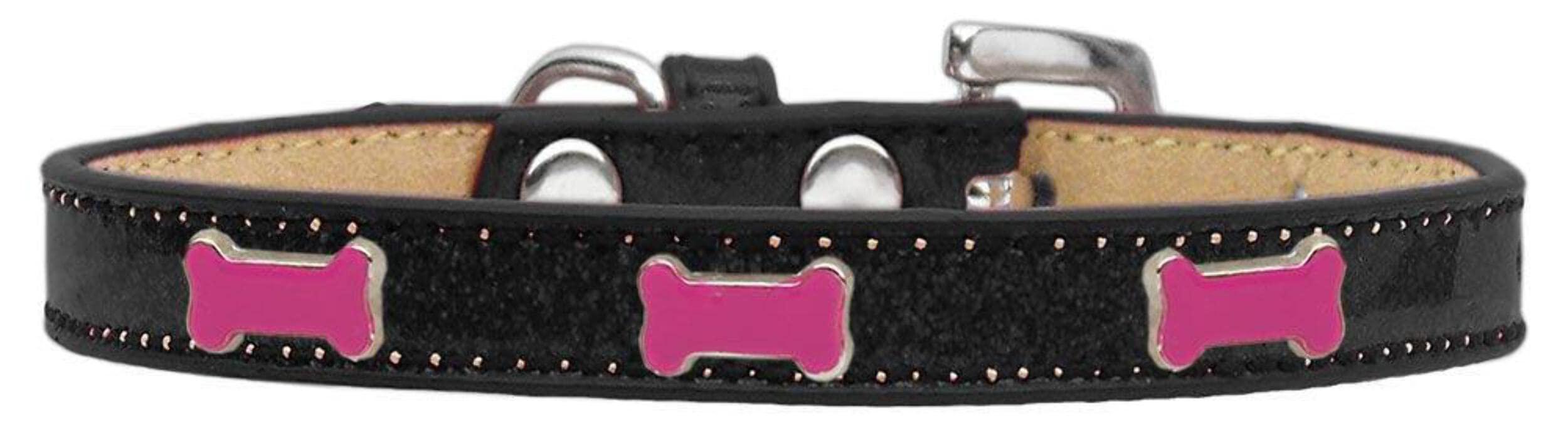 Mirage Pet Products 633-3 BK18 Pink Bone Widget Dog Collar Black Ice Cream, Size 18