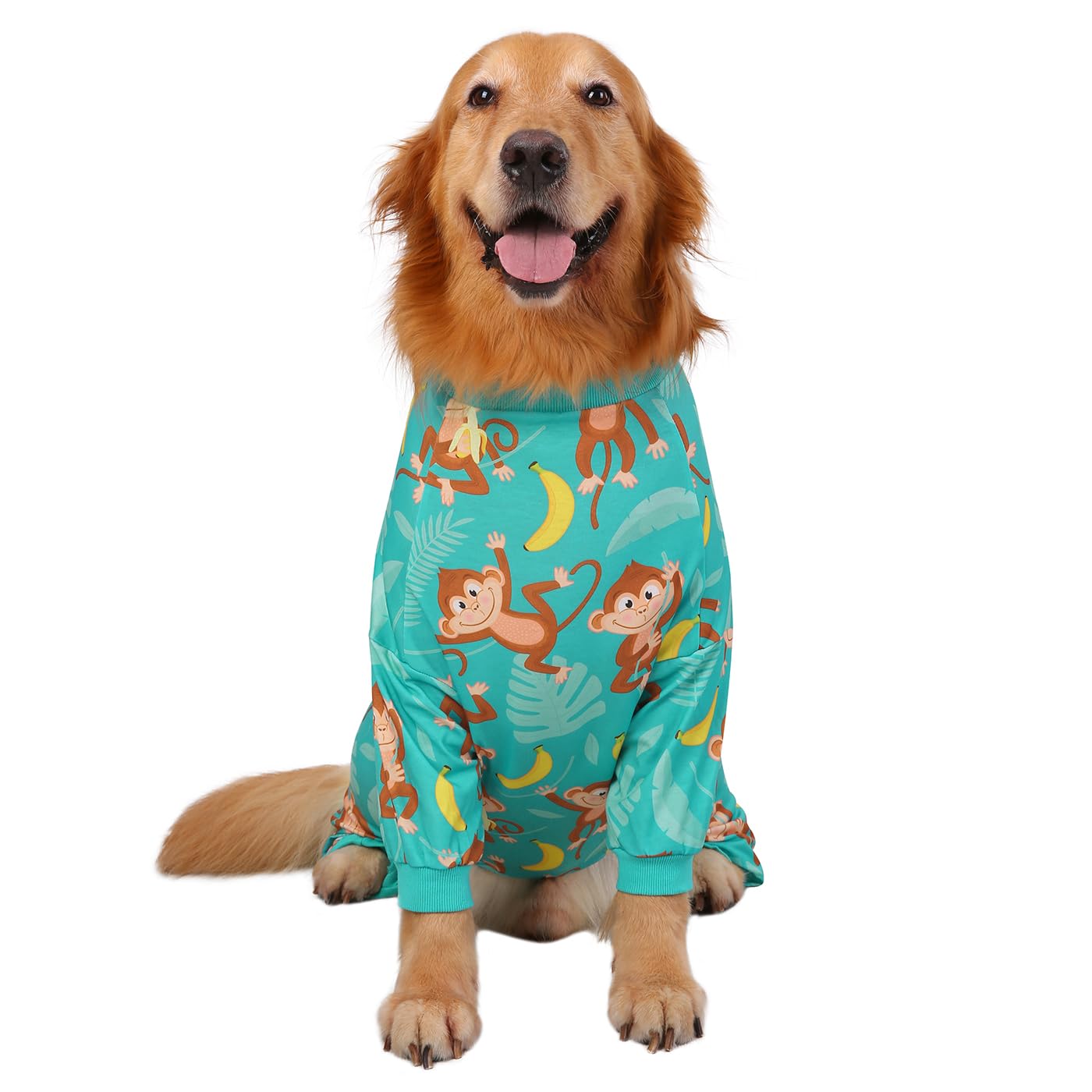 Hde Dog Pajamas One Piece Jumpsuit Lightweight Dog Pjs Shirt For M-3Xl Dogs Monkeying Around - M