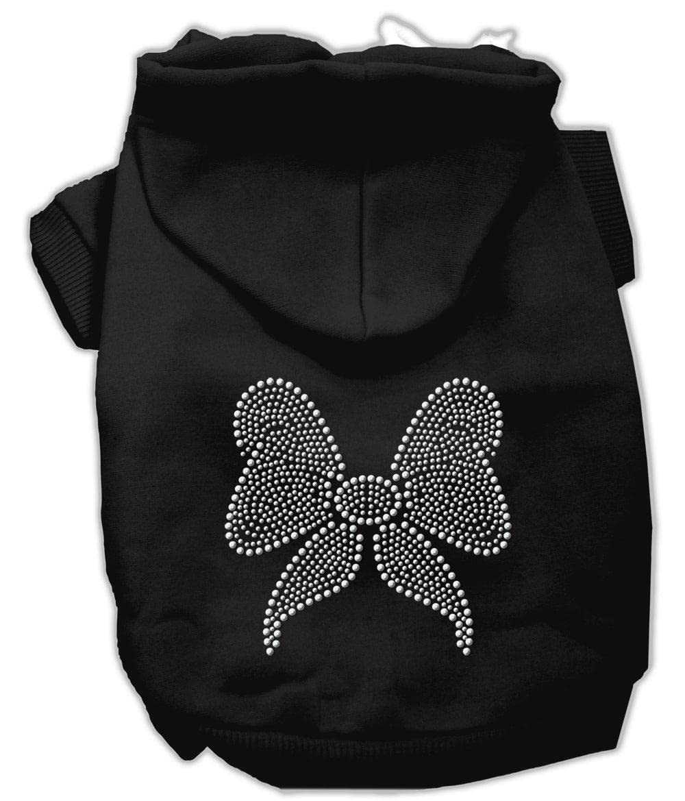 Mirage Pet Products 12-Inch Rhinestone Bow Hoodies, Medium, Black