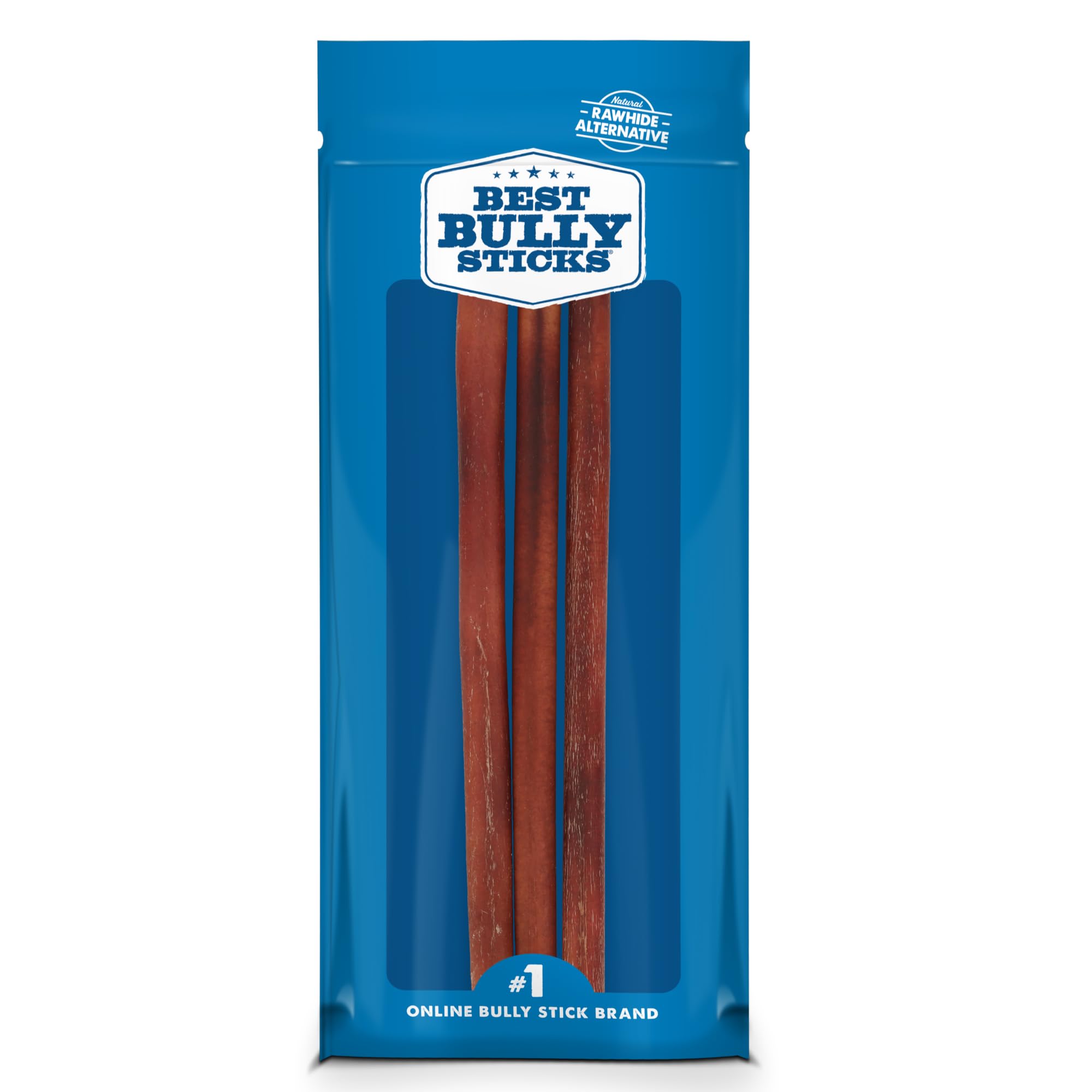 Best Bully Sticks 12 Inch Bully Sticks for Dogs - 3 Count (Pack of 1) - Natural, Easily Digestible, 100% Grass-Fed Beef, Grain a