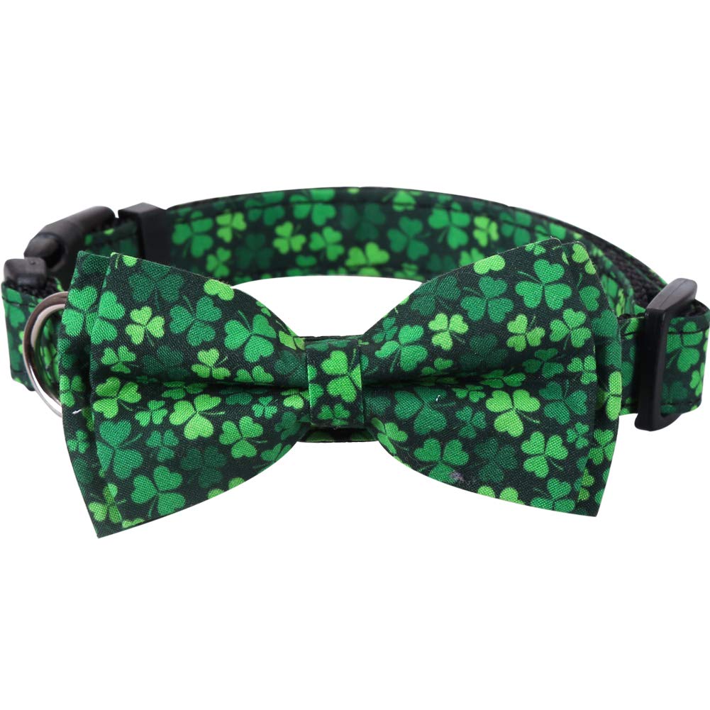 St.Patrick'S Day Dog Collar With Removable Cute Bow Tie Adjustable Pet Collars Small