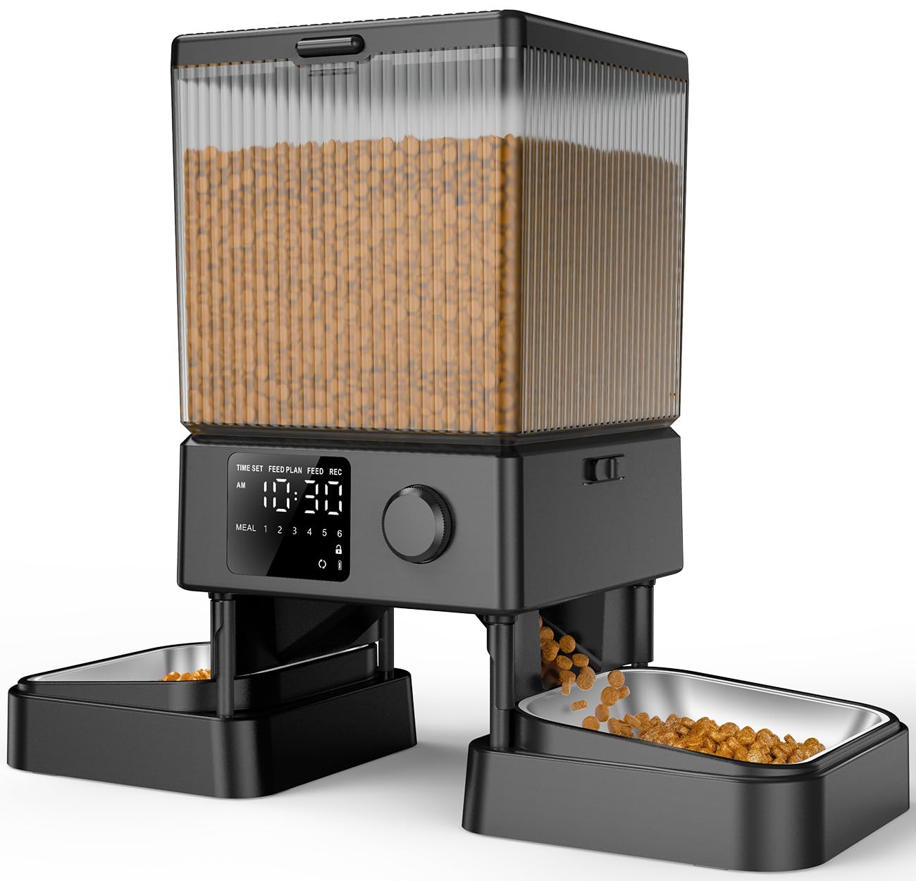 oneisall Automatic Cat Feeder for 2 Cats, 20 Cups/5L Automatic Cat Food Dispenser for Small Pets Indoor, Timed Cat Feeder for Dr