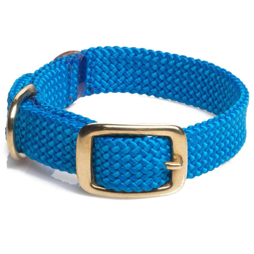 Mendota Pet Double Braid Collar - Brass - Dog Collar - Made In The Usa - Blue, 9/16 In X 14 In Junior