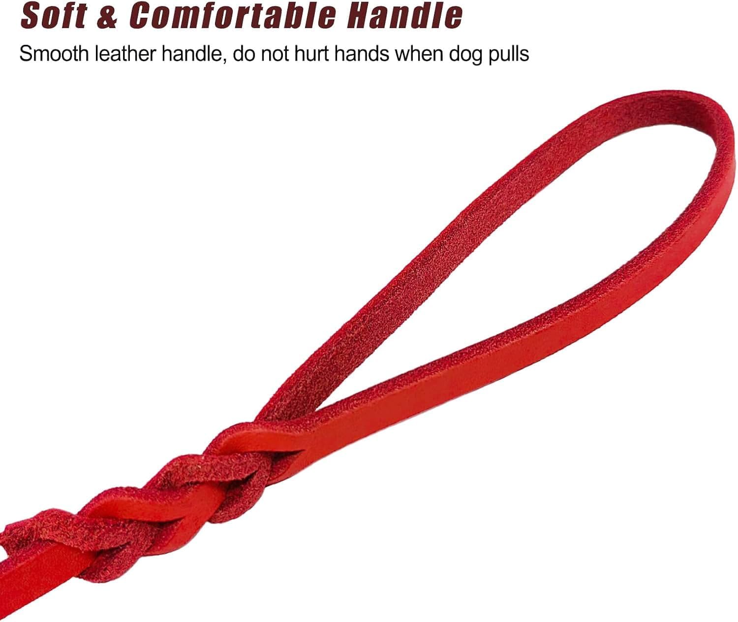 Lwbmg Leather Dog Leash 8Ftx1/2 Inch, Heavy Duty Dog Leash, Strong And Sturdy Leather Braided Dog Leash, Soft And Comfortable Le