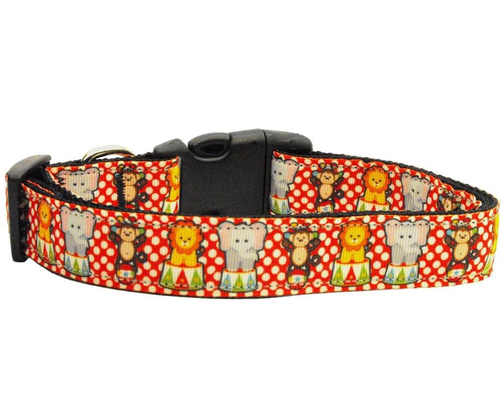 Pet Dog & Cat Nylon Collar or Leash, "Circus Smirkus" Cat Collar