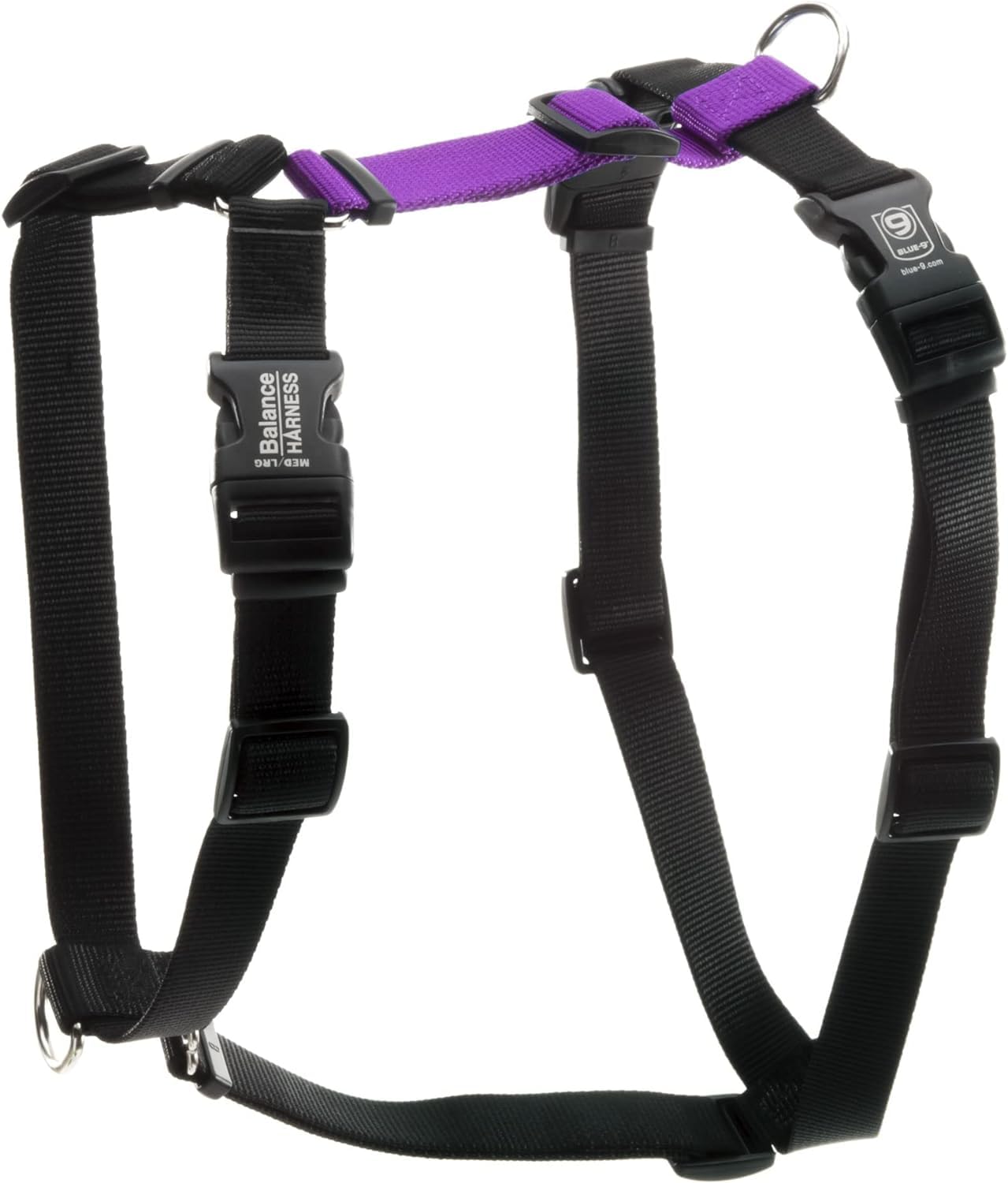 Blue-9 Buckle-Neck Balance Harness, Fully Customizable Fit No-Pull Harness, Ideal For Dog Training And Obedience, Made In The Usa, Purple, Medium/Large