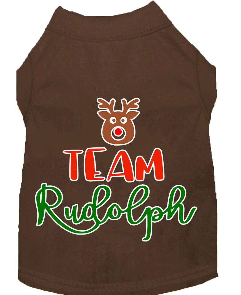 Christmas Pet Dog & Cat Shirt Screen Printed, "Team Rudolph" Green XS (0-3 lbs.)