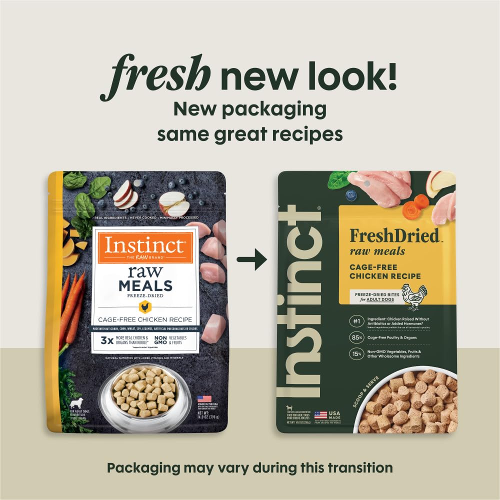 Instinct Freeze Dried Raw Meals, Natural Dry Dog Food, Grain Free - Cage Free Chicken, 14 oz. Bag