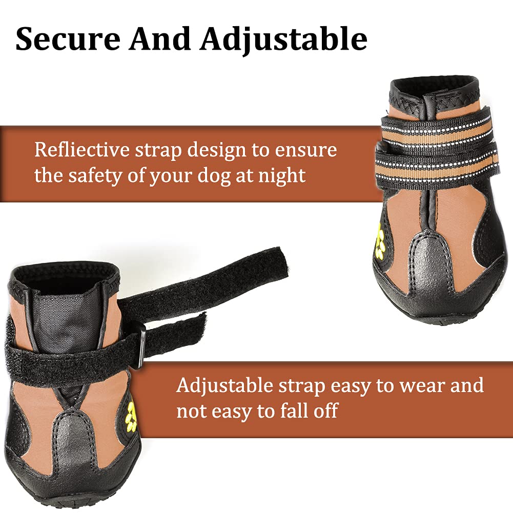 Covertsafe& Dog Boots For Dogs Non-Slip, Waterproof Dog Booties For Outdoor, Dog Shoes For Medium To Large Dogs 4Pcs With Rugged Sole Black-Brown, Size 2: (2.4 Inches X1.7 Inches )(L*W) For 14-27 Lbs
