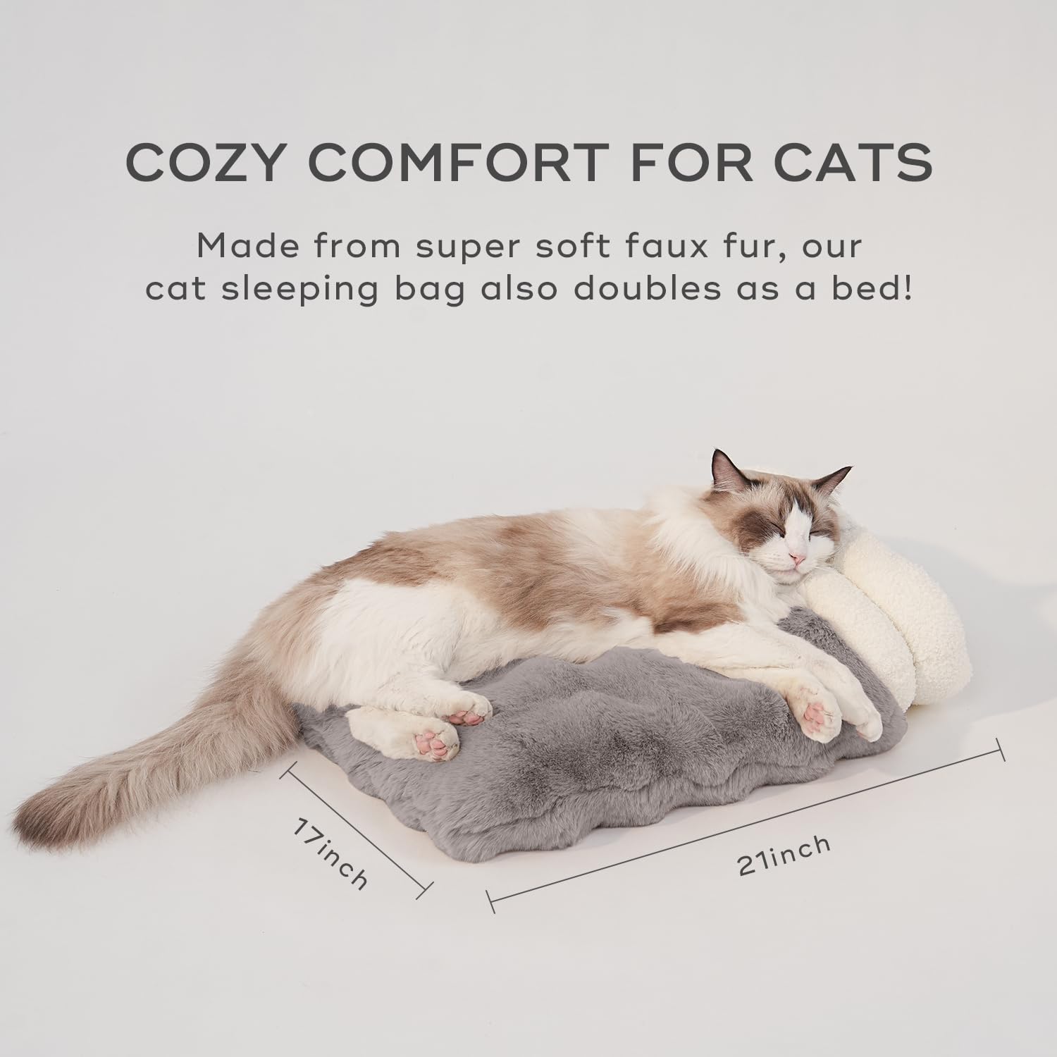 Somahe Cat Sleeping Bag 4 In 1 Function Snuggle Bag Blanket Mat Cozy Soft Warm & Washable (Small Cats) Cave Grey 21    17 Inch