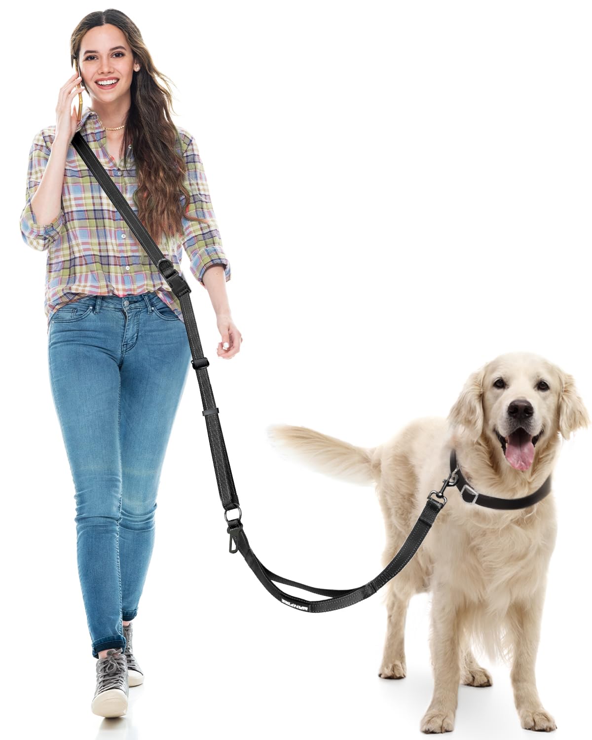 Wanfire Hands Free Dog Leash, Multifunctional Crossbody Dog Leash, 5.9-9.5Ft Long Waist Belt With Car Safety Buckle And Double-S