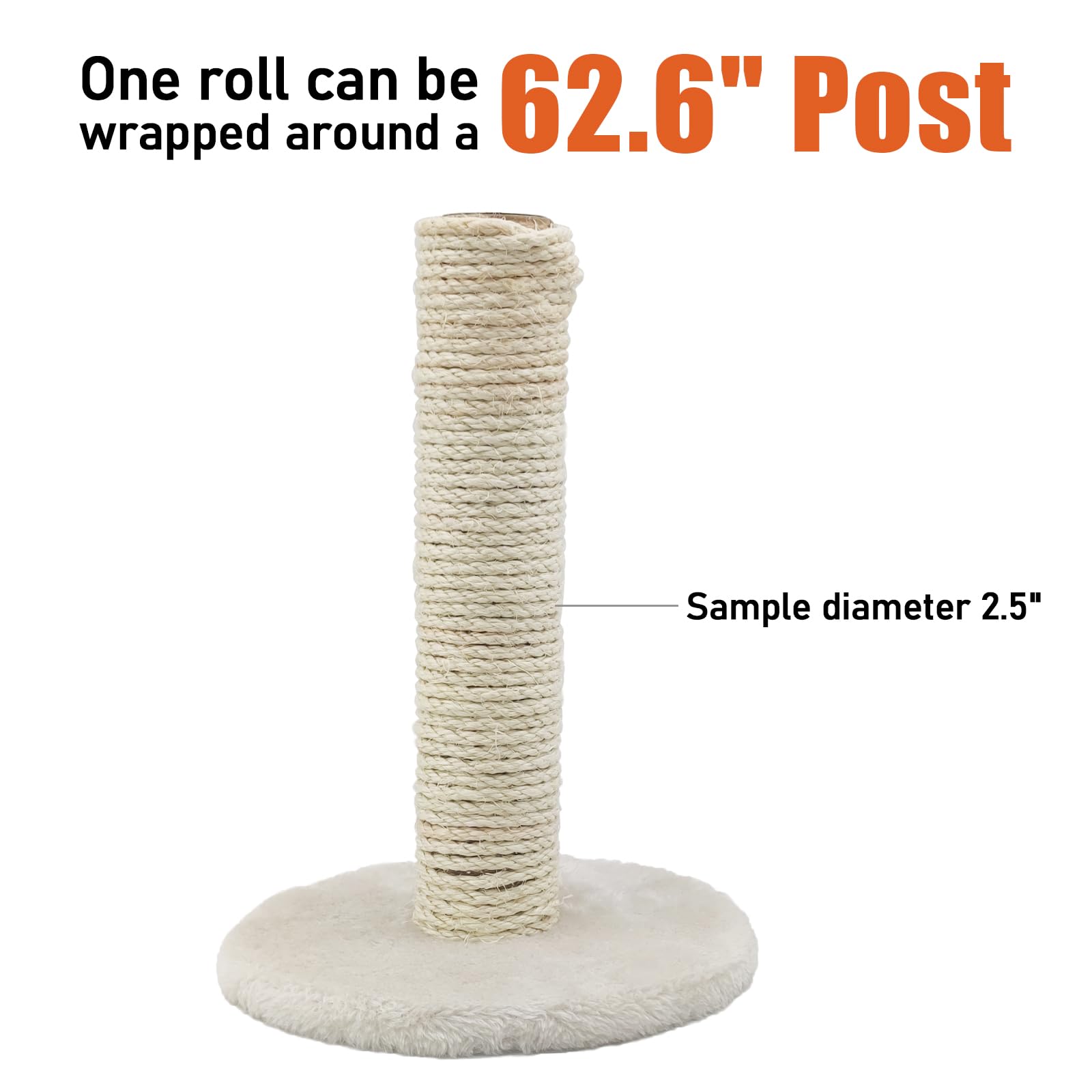 Xrzitky Natural Sisal Rope For Cat Scratcher, 1/4 Inch 164Ft Sisal Rope For Cat Scratching Post Repair Replacement, Multi Color