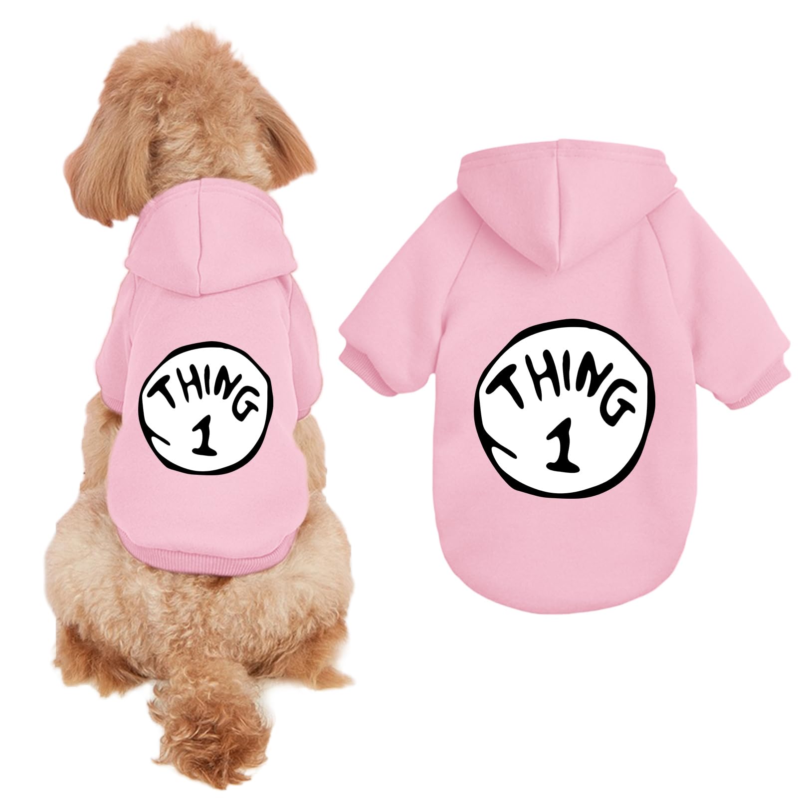 Cayxatiu Dog Hoodie Pet Clothes For Small Dogs Thing 1 Printed Hoodies Medium Puppy Hooded Sweatshirt Pullover Outfit(Pink,M)