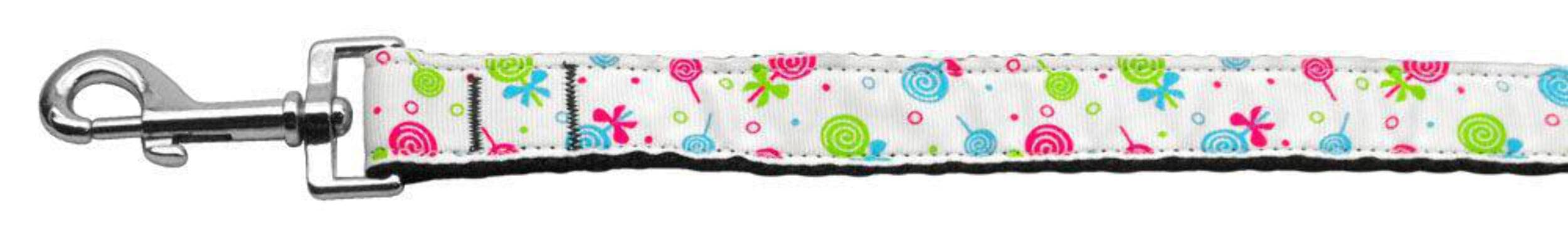 Mirage Pet Products Lollipops Nylon Ribbon Leash for Pets, 1-Inch by 4-Feet, White